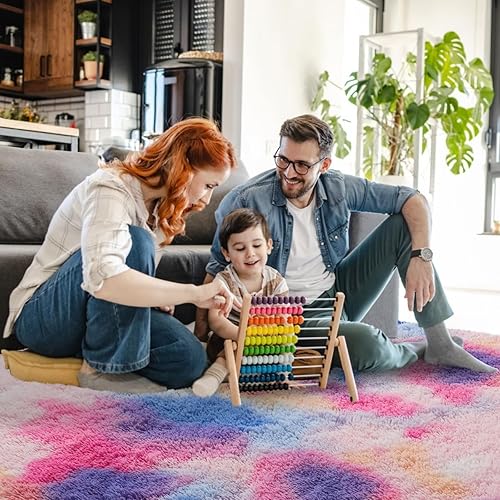 Miniatura 7 de SOANNY Alfombras grandes para sala de estar, alfombra de dormitorio teñida de 5 x 8 pies, alfombra de sala de estar, alfombra de felpa esponjosa,