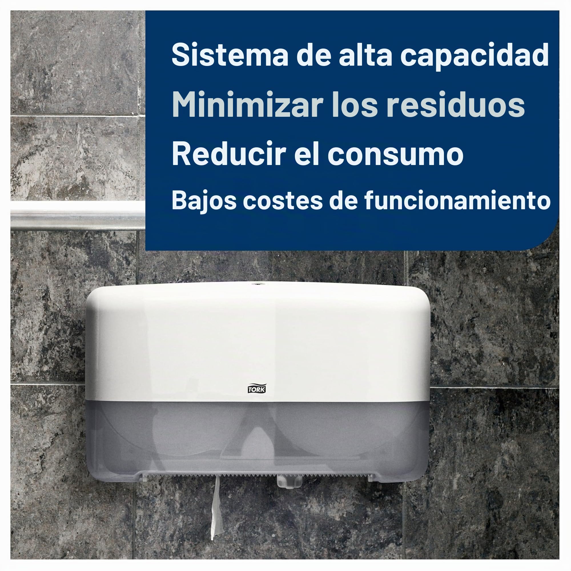Tork 110163 Rollos de papel higiénico mini Jumbo Advanced de 1 capa compatibles con el sistema higiénico minijumbo T2, 12 rollos (12 x 1714 hojas)