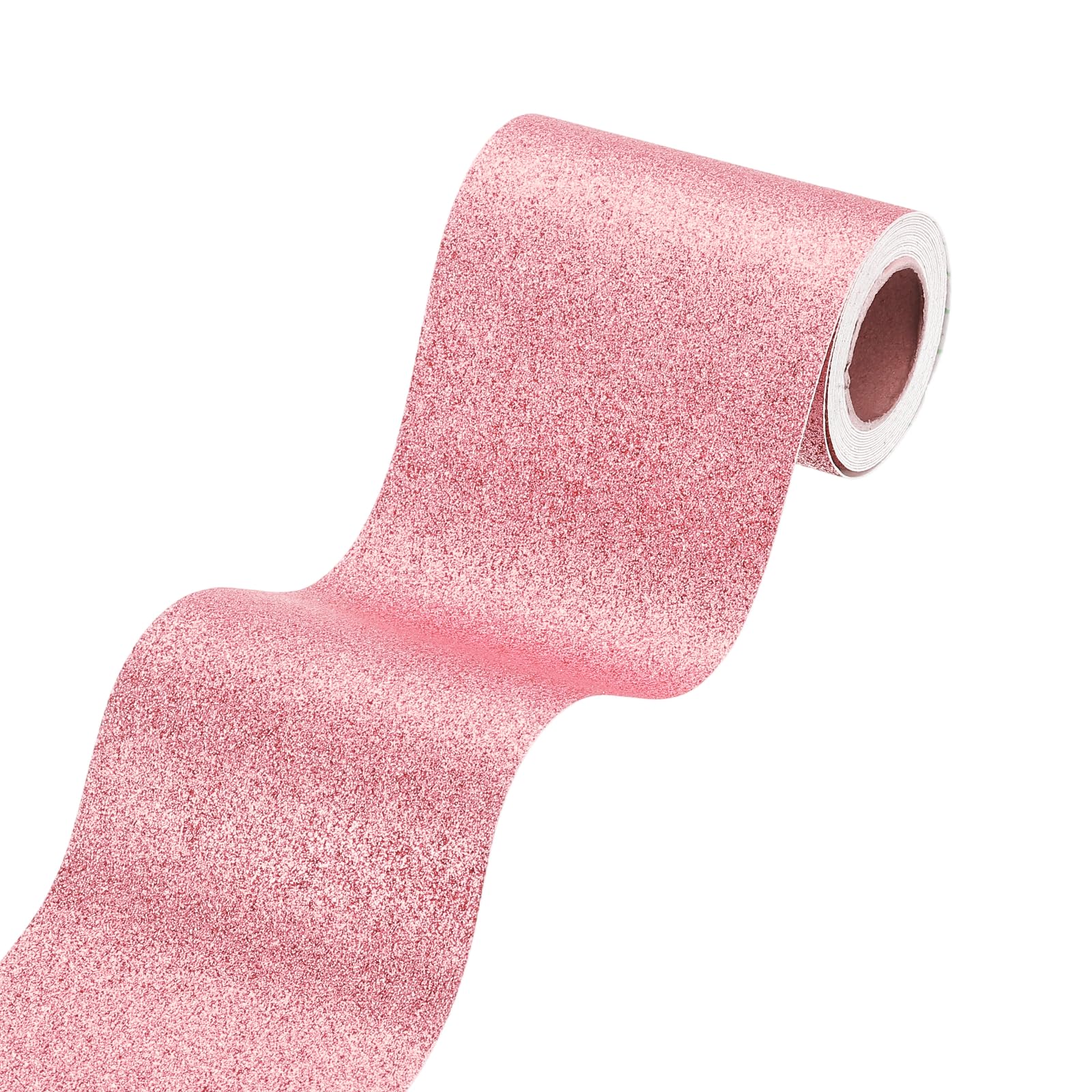 sourcing map 4" x 118" Rose Red Glitter Wallpaper Border, Peel and Stick Self Adhesive Sparkle Glitter Contact Paper Border for Mirror Bulletin Board DIY Crafts Decor