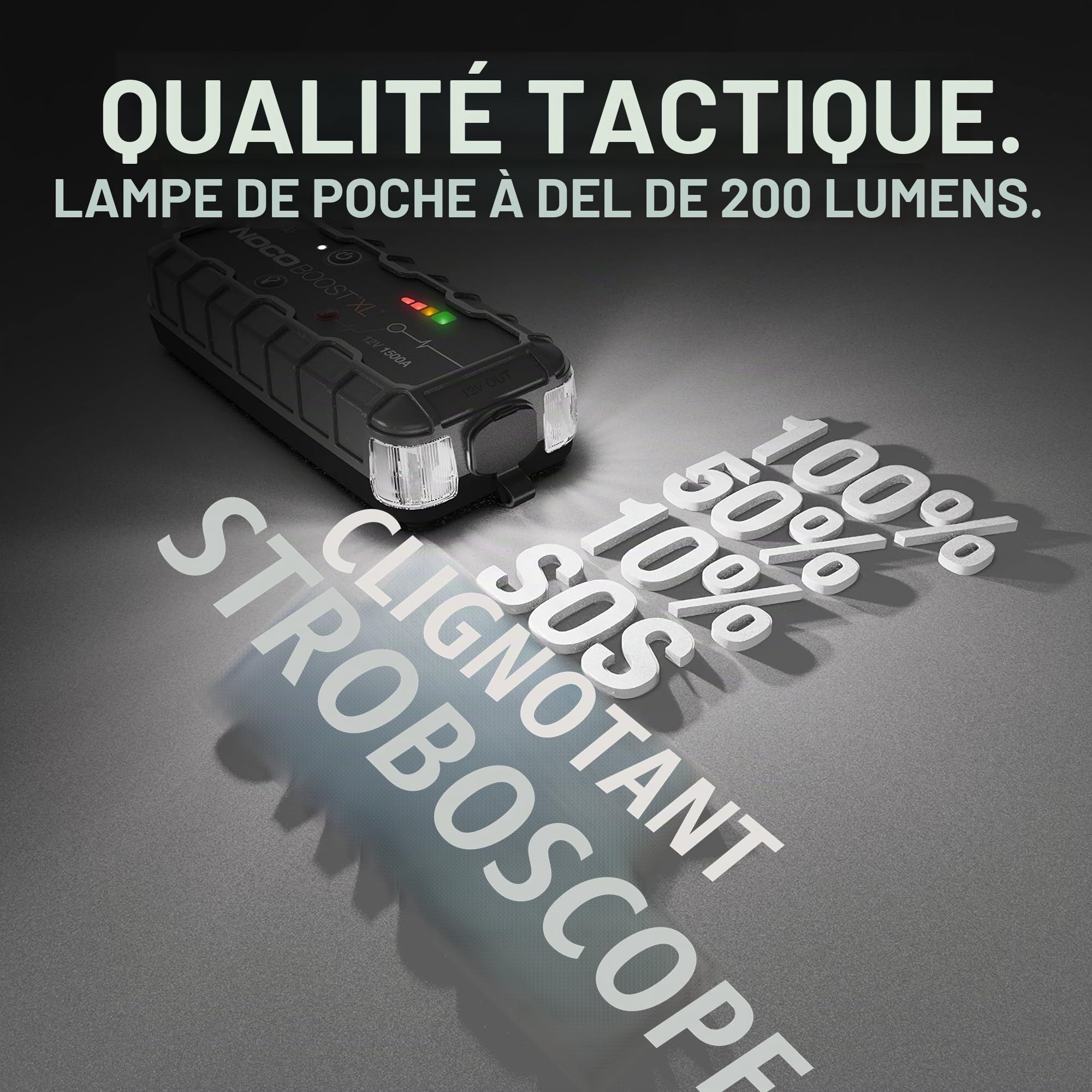 NOCO Boost GB50: Booster Batterie UltraSafe 1500A – Démarreur Lithium 12V Portable avec Powerbank et Chargeur USB – pour Moteurs Essence 7,0L et Diesel 4,5L