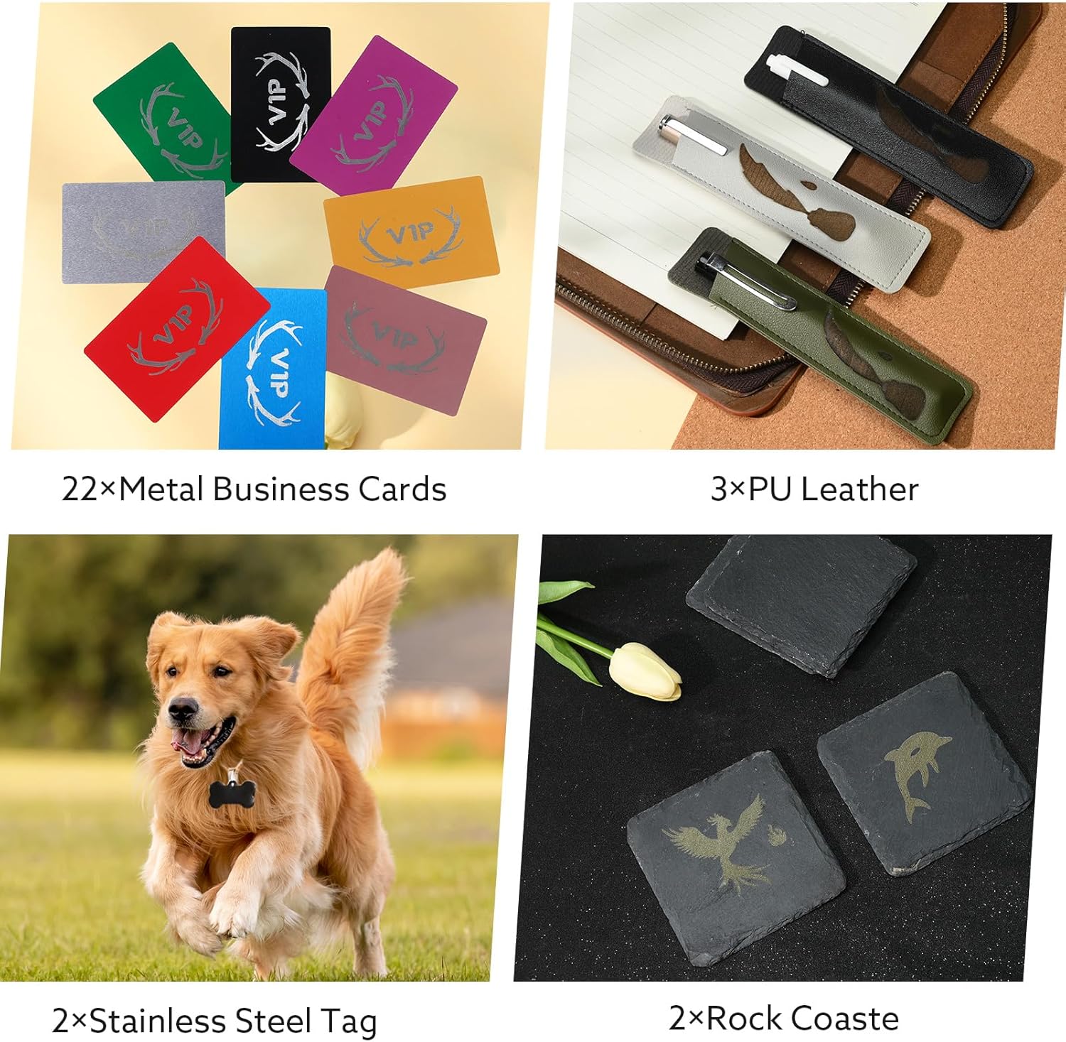 MiniStarCut 80 PCS Laser Materials Exploration Kit, DIY Laser Engraving Supplies Including Metal, Wood, PU Leather, Paper, Rock