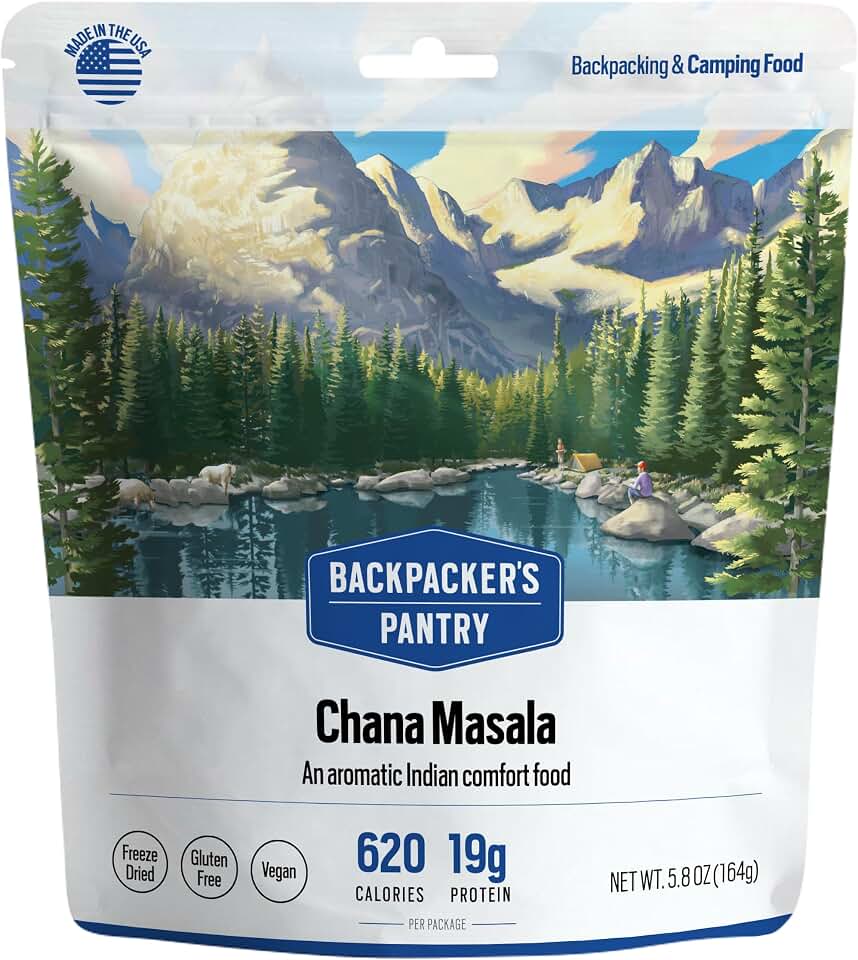 Backpacker's Pantry Chana Masala, 2 Servings Per Pouch(1 count), Freeze Dried Food, 14 Grams of Protein, Vegan, Gluten Free