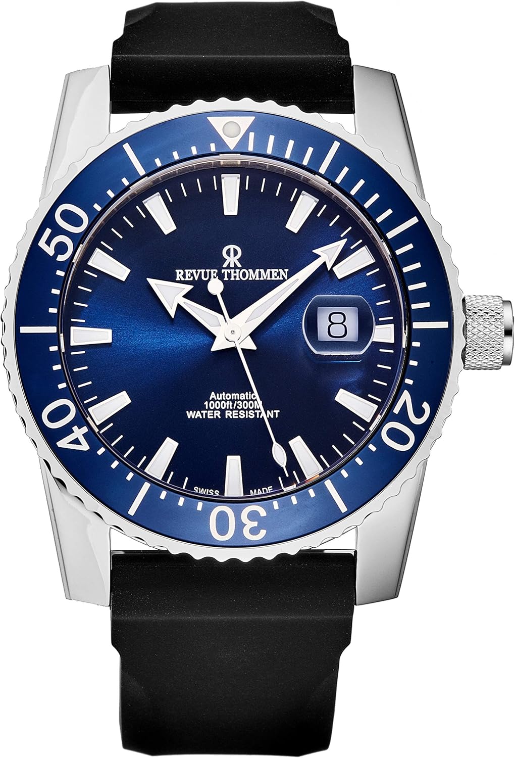 Revue Thommen Men's 17030.2535 'Diver' Blue Dial Rubber Strap Swiss Automatic Watch
