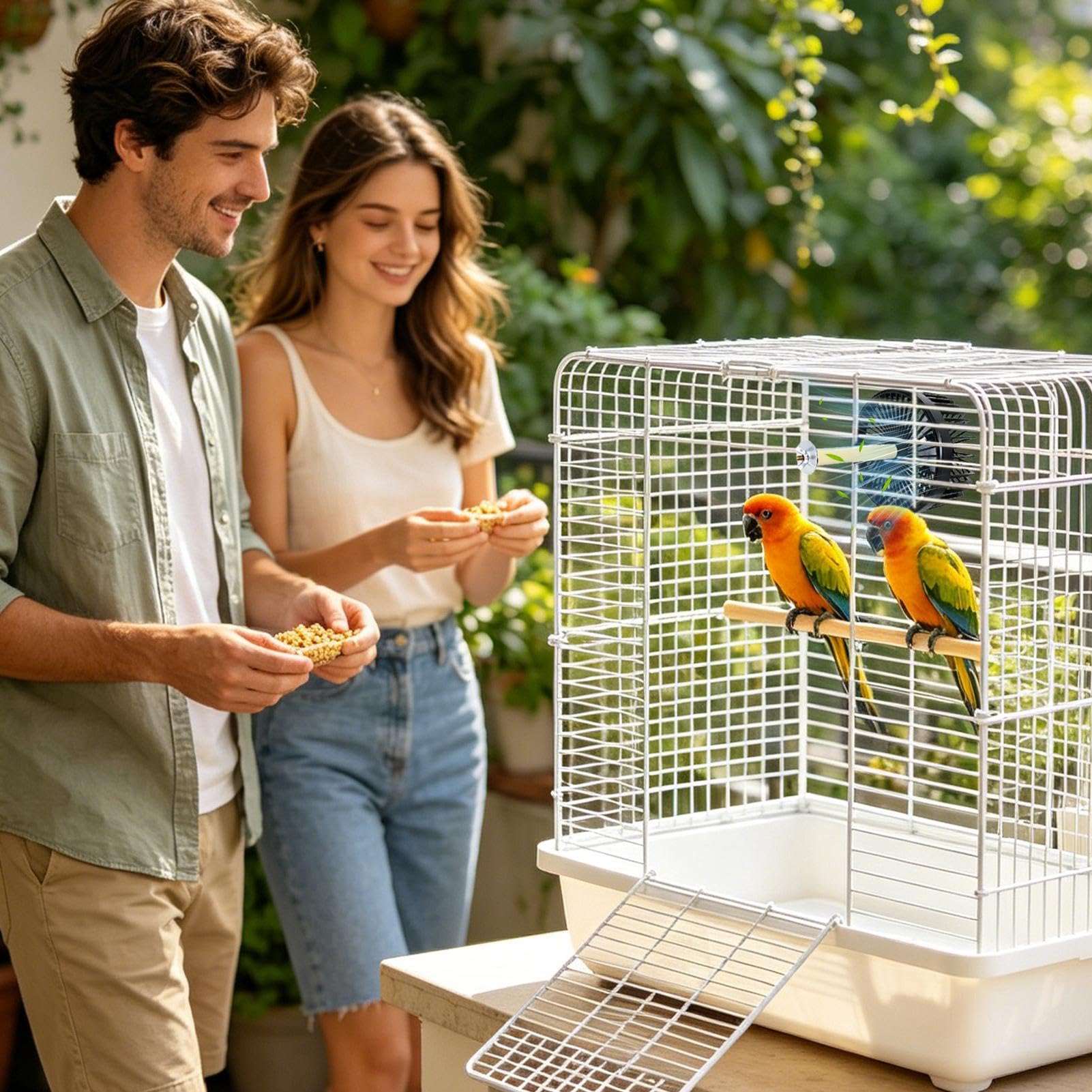 Ventilatore per Gabbie Cani 2 Velocità Flusso d'Aria Indiretto Silenzioso | Ventilatore Rinfrescante da Gabbia Pappagalli per Calopsitte, Gatti, Pappagalli, Loricheti, Inseparabili, Conuri, Canari