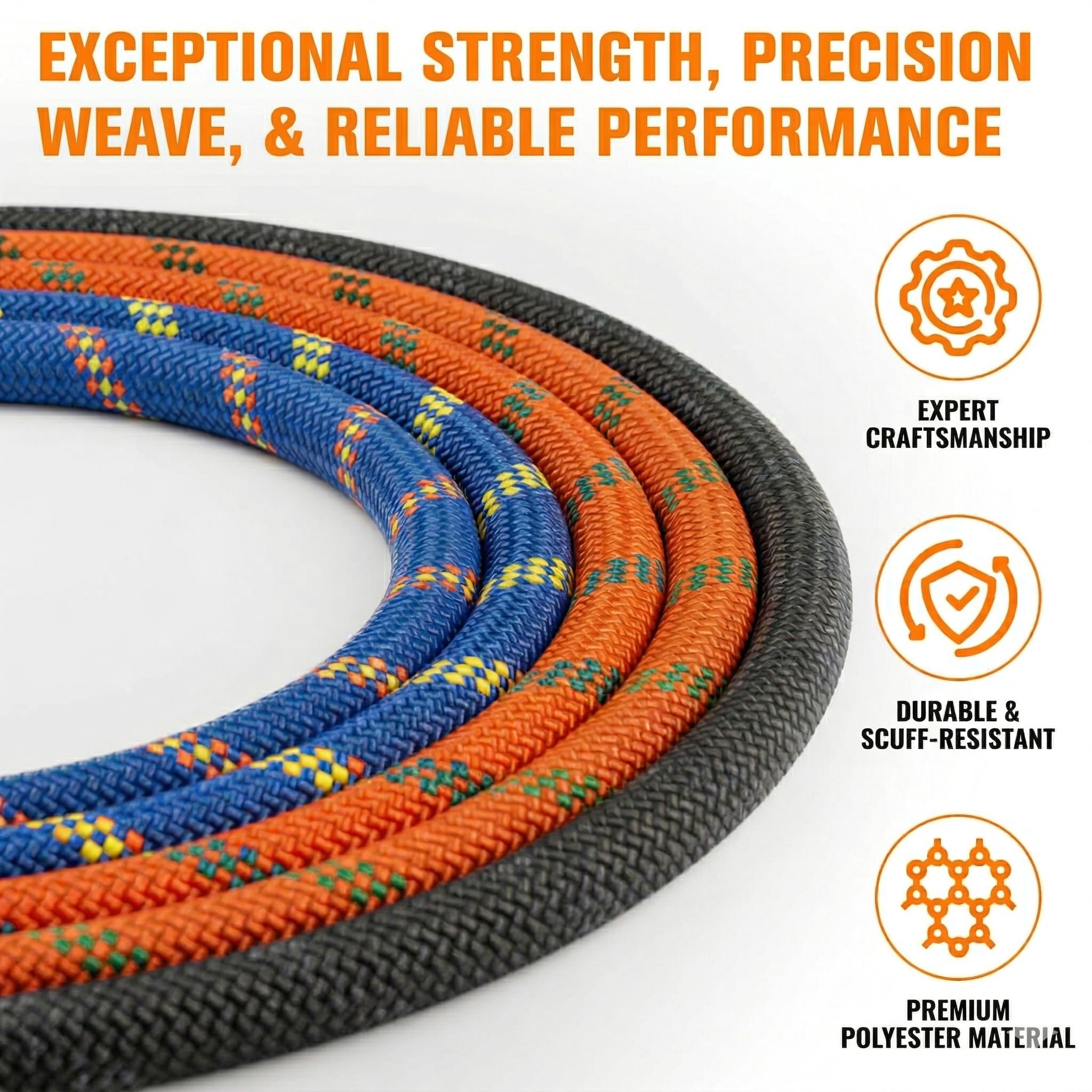 Cuerda de arborista trenzada doble, cuerda de poliéster de 1/2 pulgada x 100 pies, cuerda de escalada de alta resistencia para adultos y niños, trabajo en árboles, driza, vela (naranja)