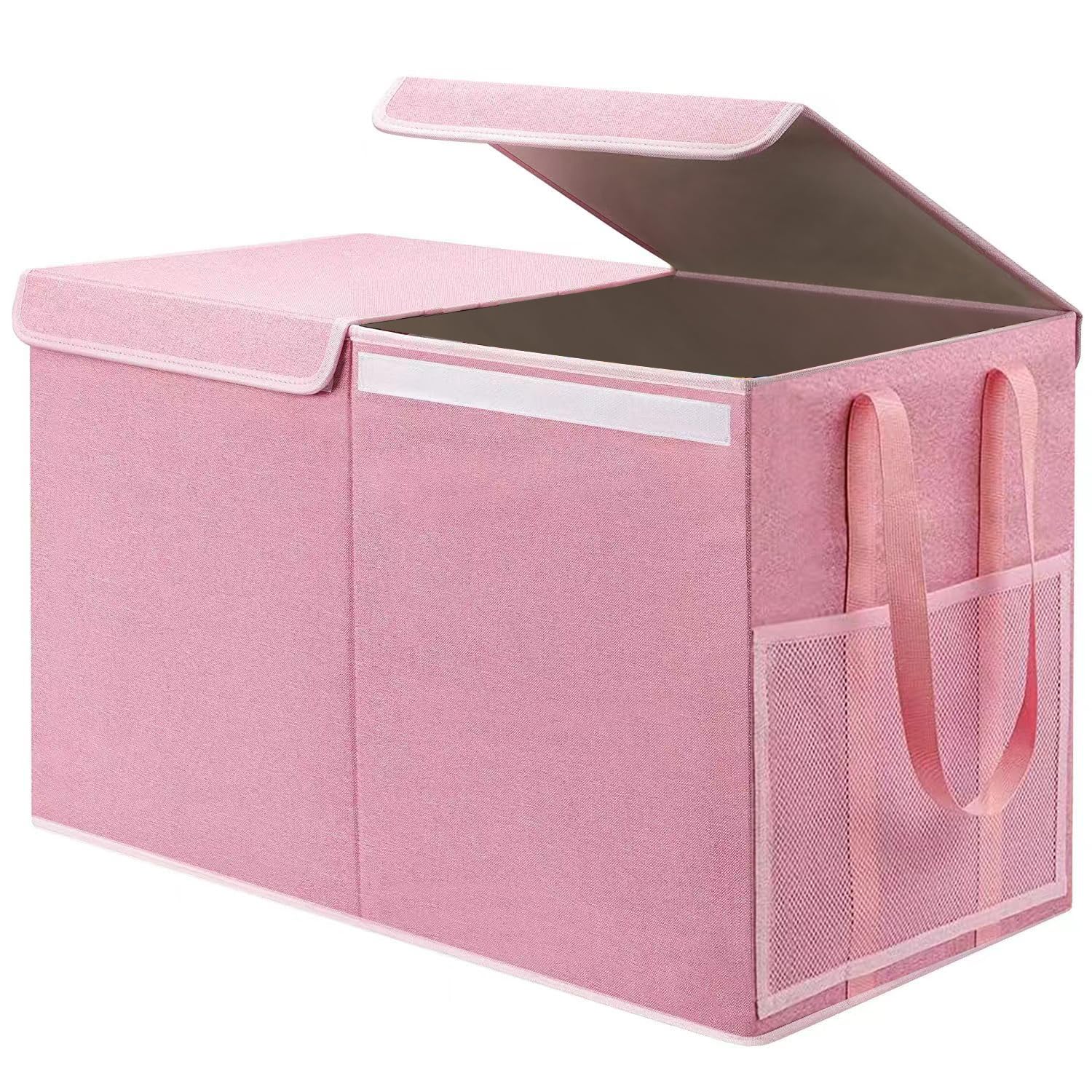 25.5x13x16.5 Inches Large Toy Box Chest Storage Organizer Bins with Lids, Collapsible Fabric Boxes Containers Boys Girls Toys Organizing Baskets Bin for Home, Nursery, Playroom - Pink