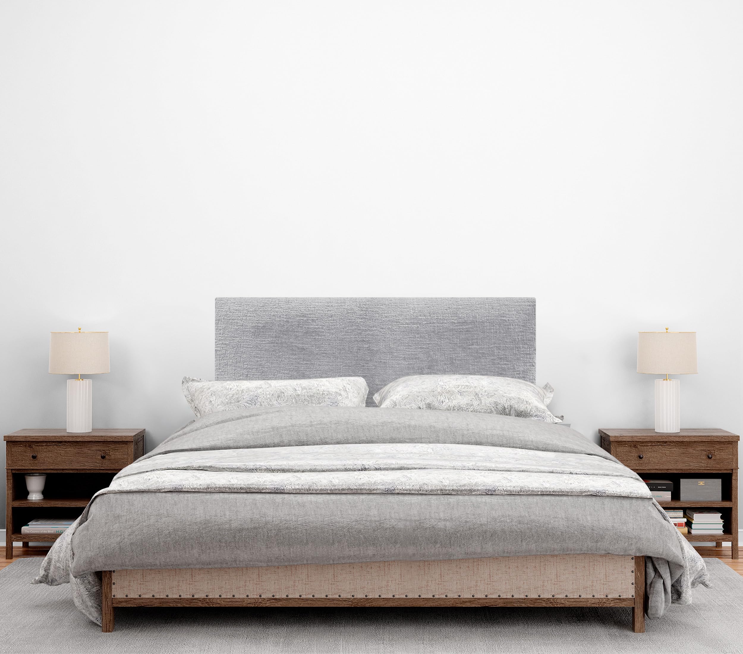 DHOME Cabecero Acabado Lana Ecológica Premium Liso Cabezal Tapizado Cama Dormitorio Acolchado Winter Luxury (Gris Claro, 80 cm)