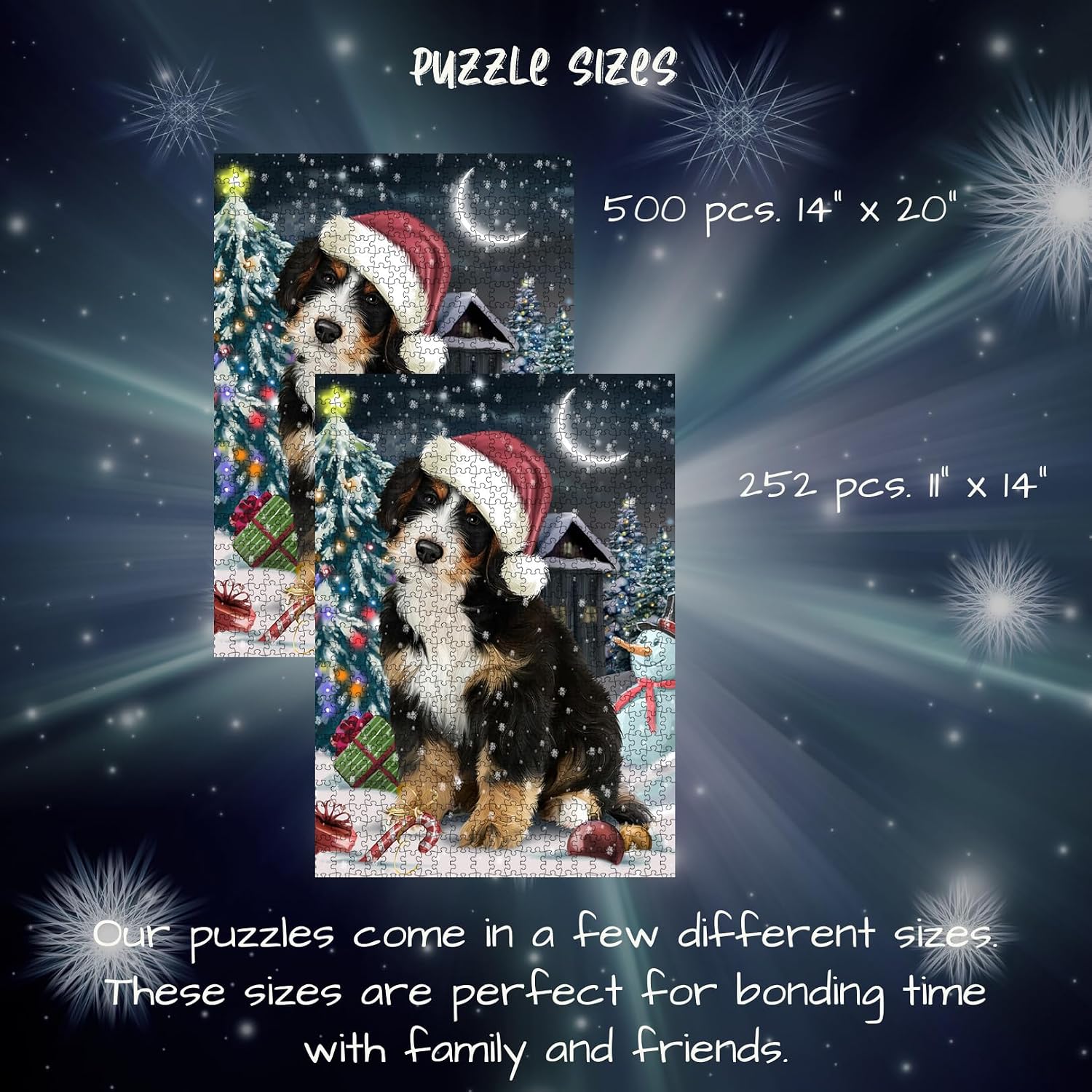 Have a Holly Jolly Christmas Bernedoodle Dog Jigsaw Puzzle for Adults - Animal Printed Interlocking Puzzle Game Artwork - Gift for Dog Lover's - 500 Pcs 20.5"x15"