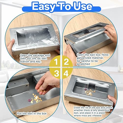 Miniatura 6 de Paquete de 4 trampas para ratas con parte superior transparente, trampa humanizada para roedores, para control de ratas en interiores y exteriores,