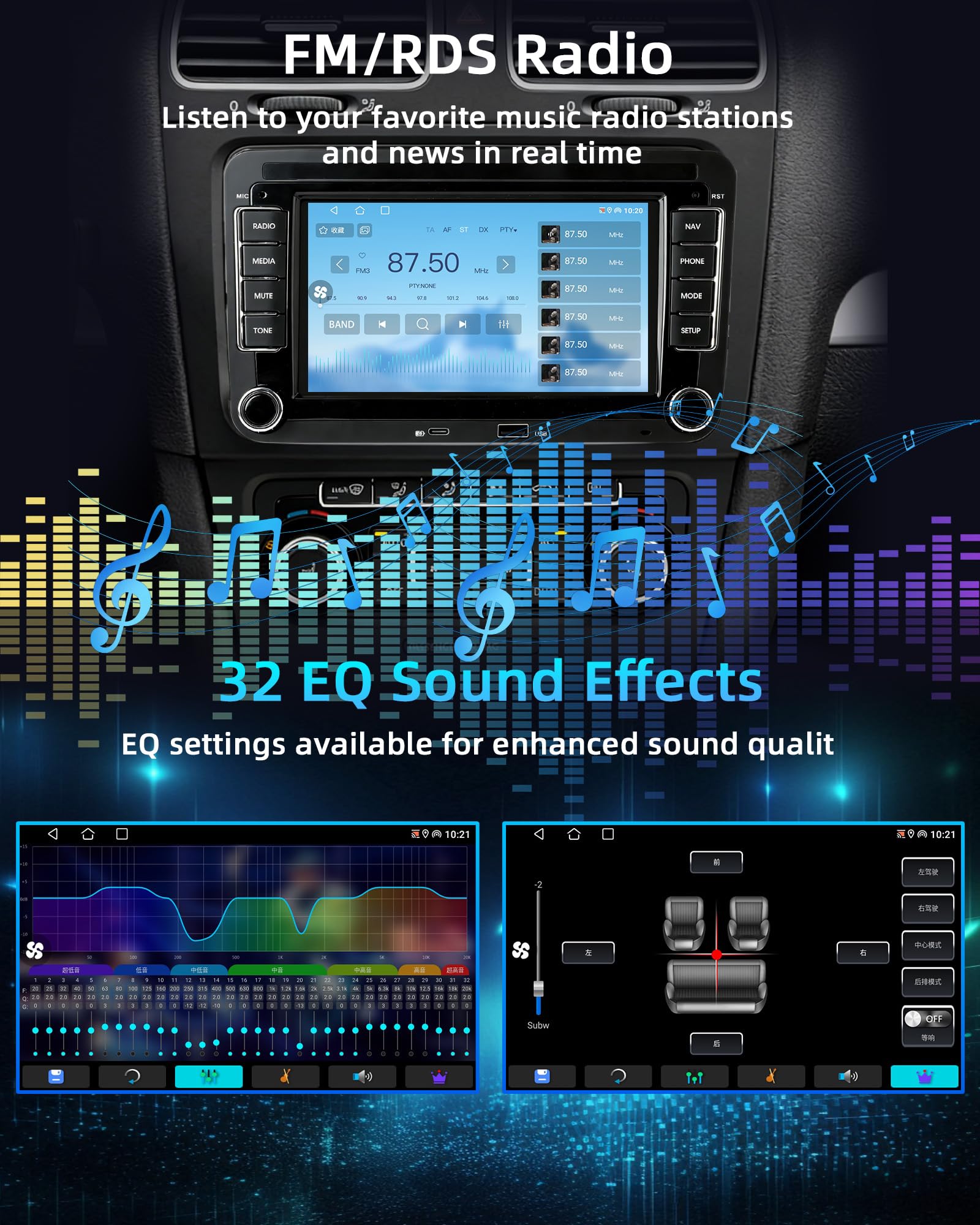 2+64G radio samochodowe z ekranem Bluetooth do VW Golf 5 6 T5 Polo