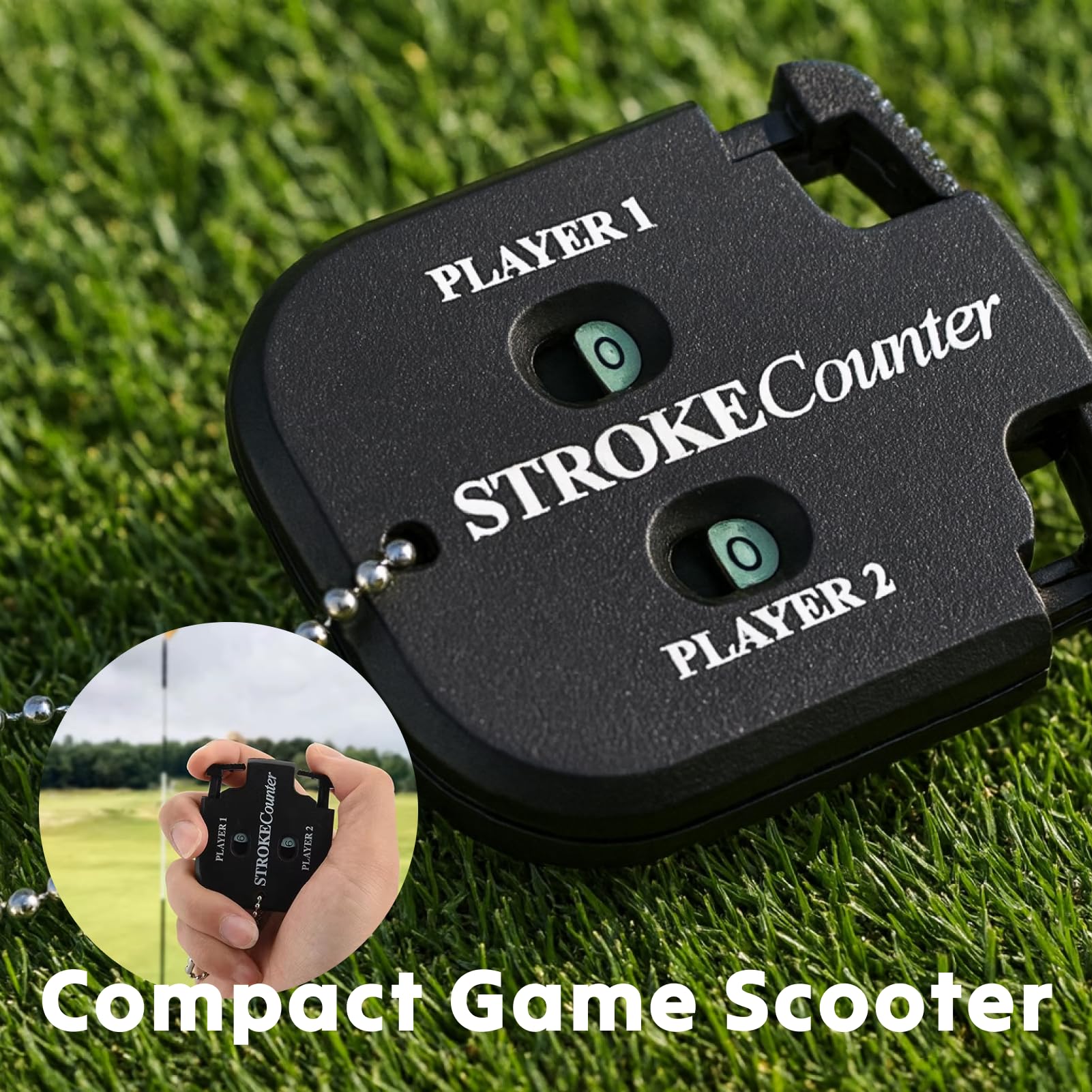 Contador de Puntuación de Golf Práctico para 2 Jugadores Portátil con Cadena