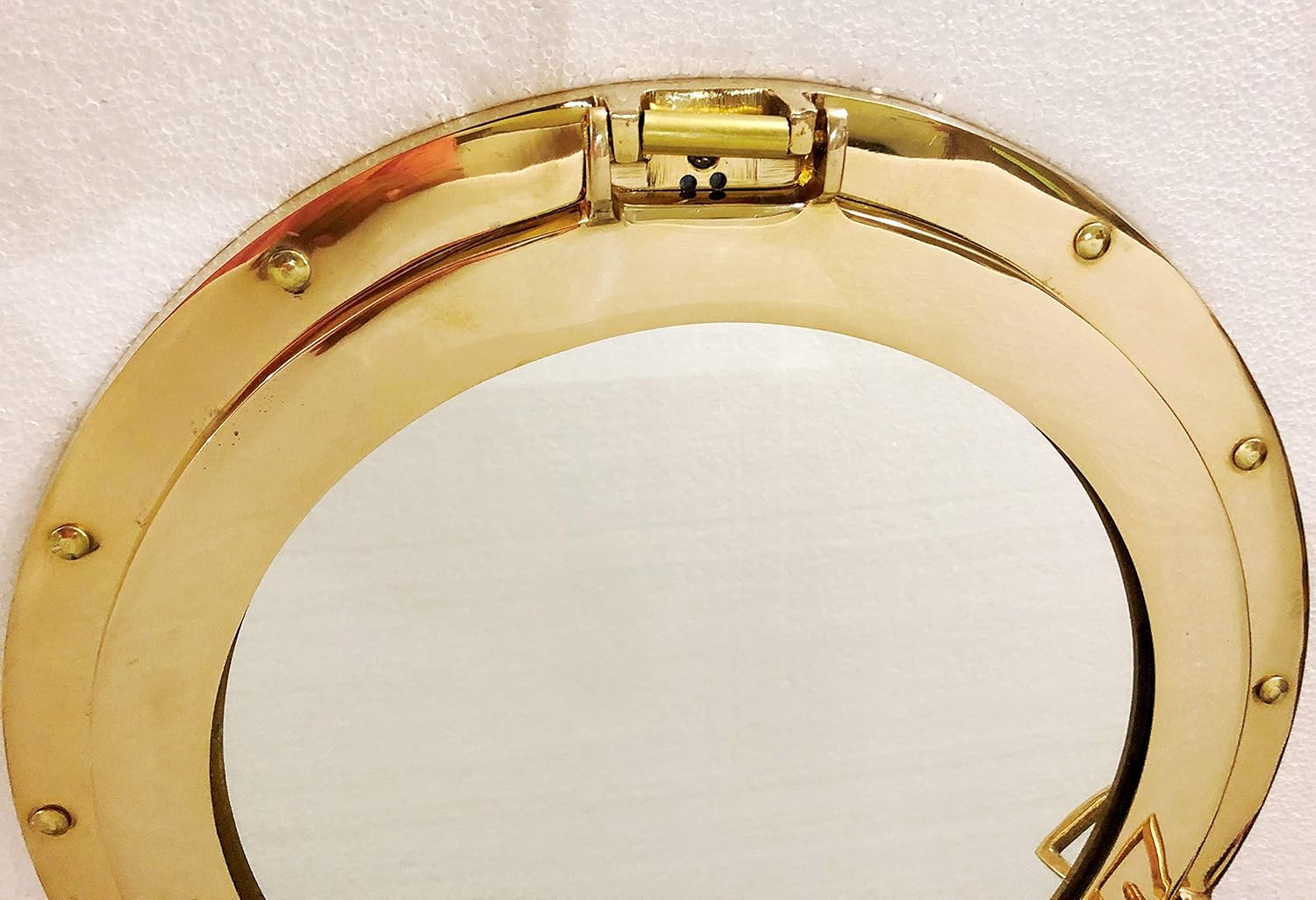 アンティーク 船舶用窓 ウォールミラー 船窓鏡 丸窓 真鍮製 真鍮製船舶丸