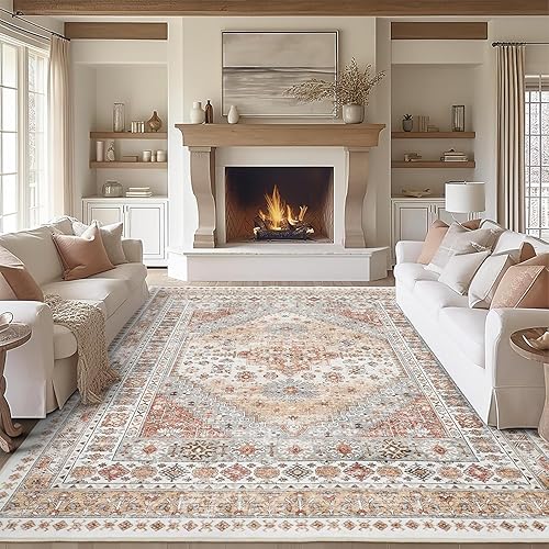 zesthome 8x10 Area Rugs for Living Room,Non-Slip Backing Washable Rugs,Vintage