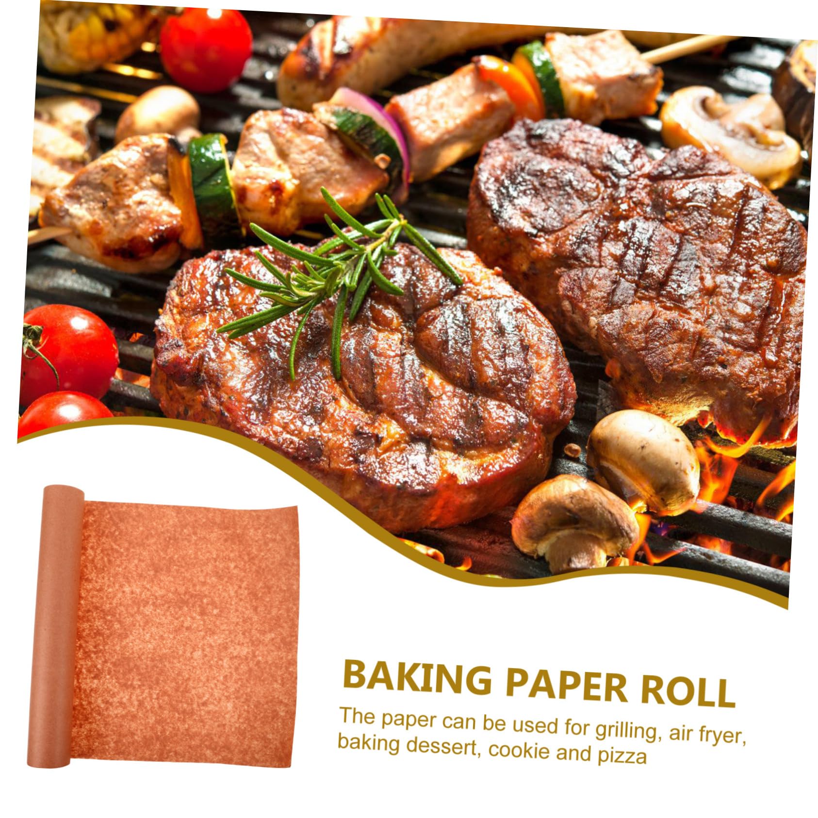 PartyKindom Papier Boucher Marron en Rouleau, Antiadhésif et Sûr, pour Cuisson et Pâtisserie, Maintien des Aliments, Usage Multifonction