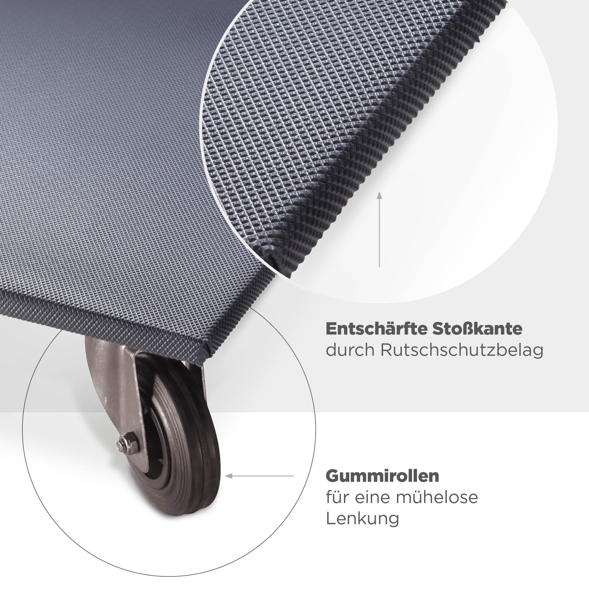 blizz-z Transportroller - Länge: 600 mm x Breite: 350 mm - 300 kg Tragkraft | Lastenroller, Möbelroller, Rollbrett mit Anti-Rutschbelag - massive Trägerplatte - mit Lenkrollen - Made in Germany