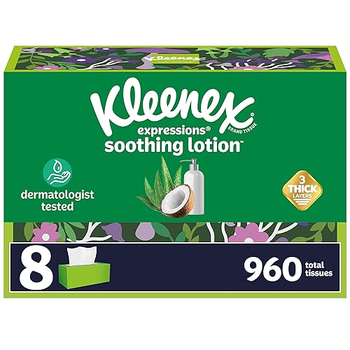 Lotion Facial Tissues with Coconut Oil, 4 Flat Boxes, 180
