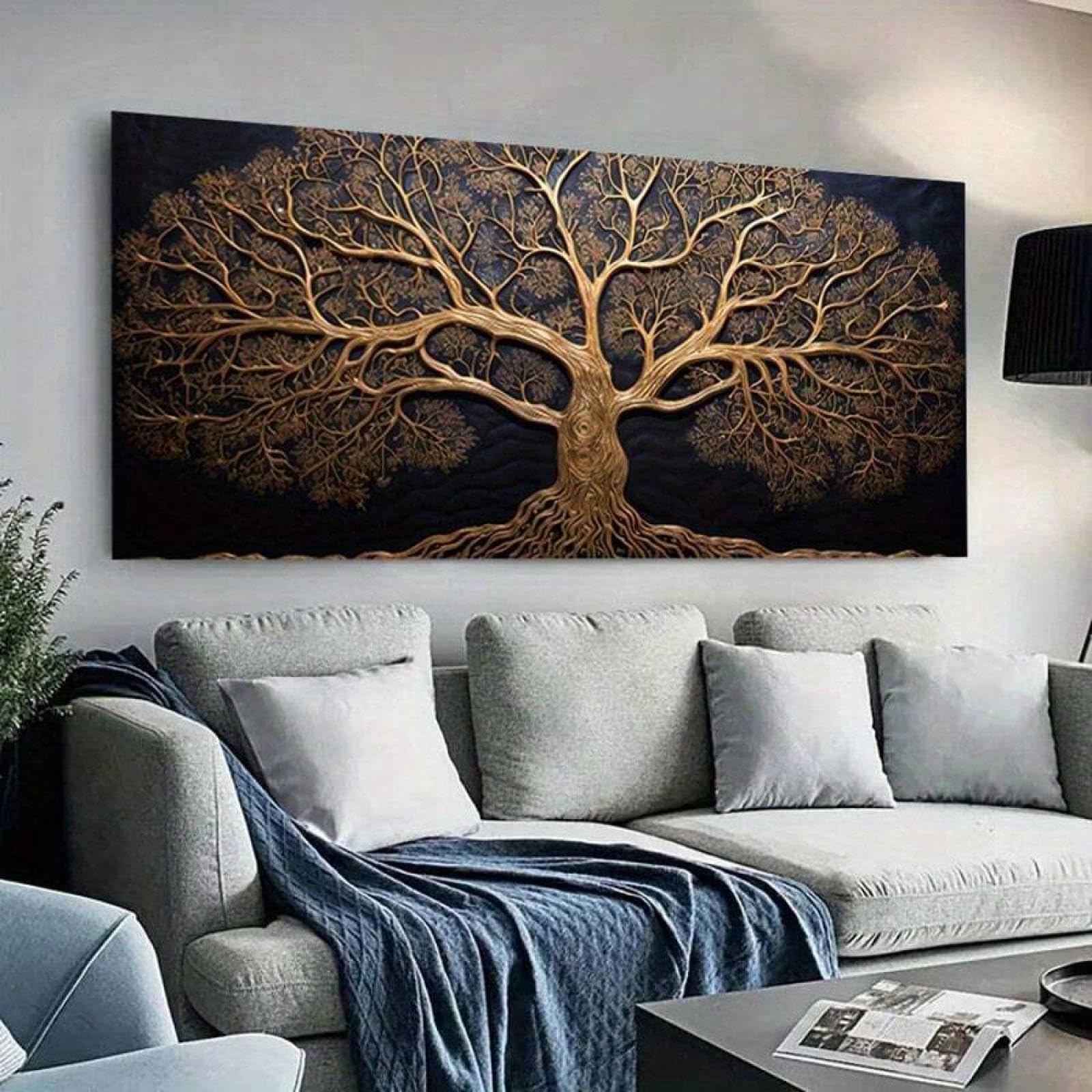 Décoration murale Arbre de vie tableau grand format salon contemporain - 8