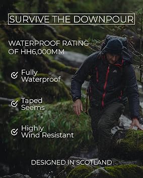 Highlander Men’s Waterproof Jacket - Stow & Go Packaway Jacket - Ultimate Waterproof Protection, Lightweight & Breathable, Perfect for Everyday and Outdoor Adventures