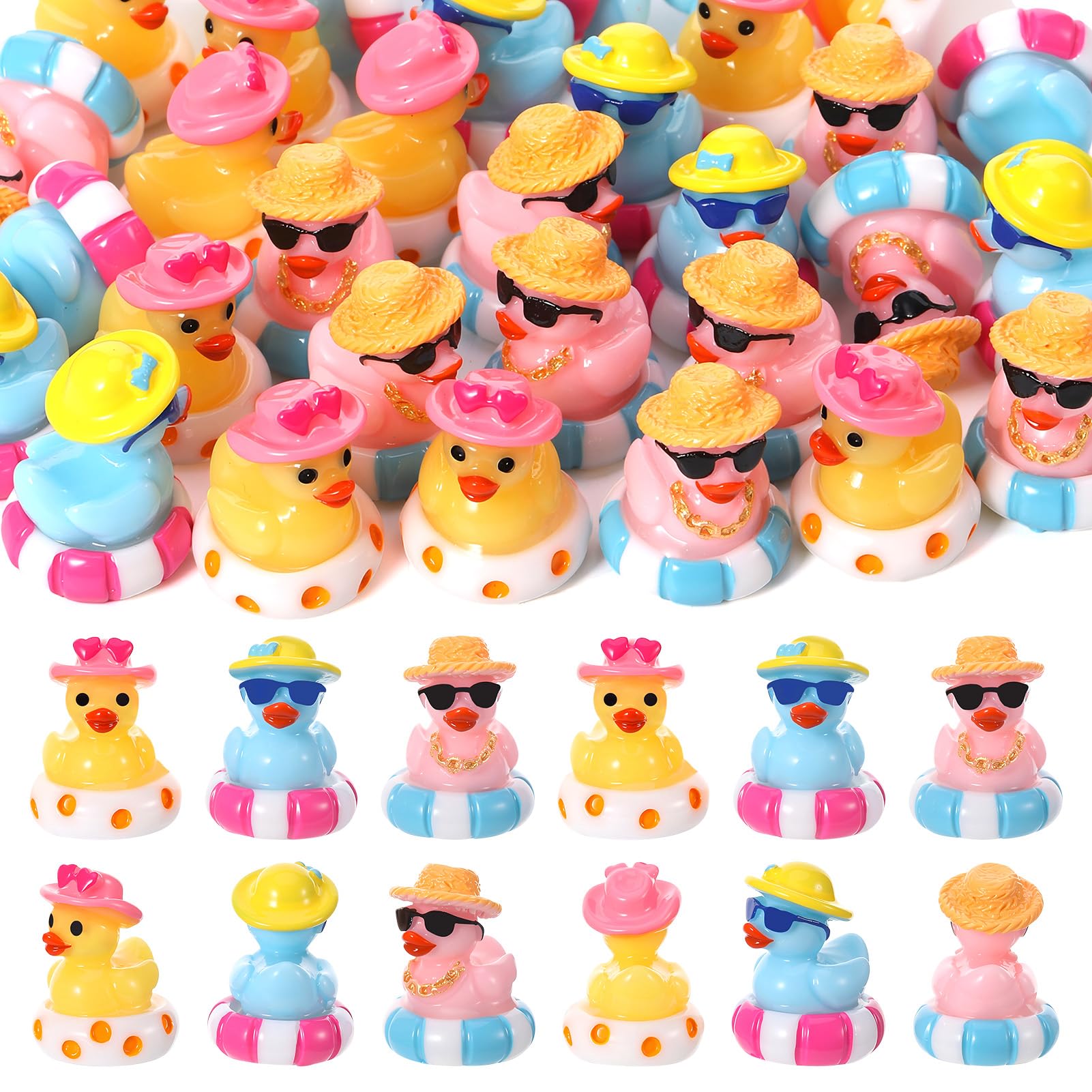 GGSTDDU Summer Mini Resin Ducks, Hawaii Beach Tiny Cruise Ducks, 30Pcs