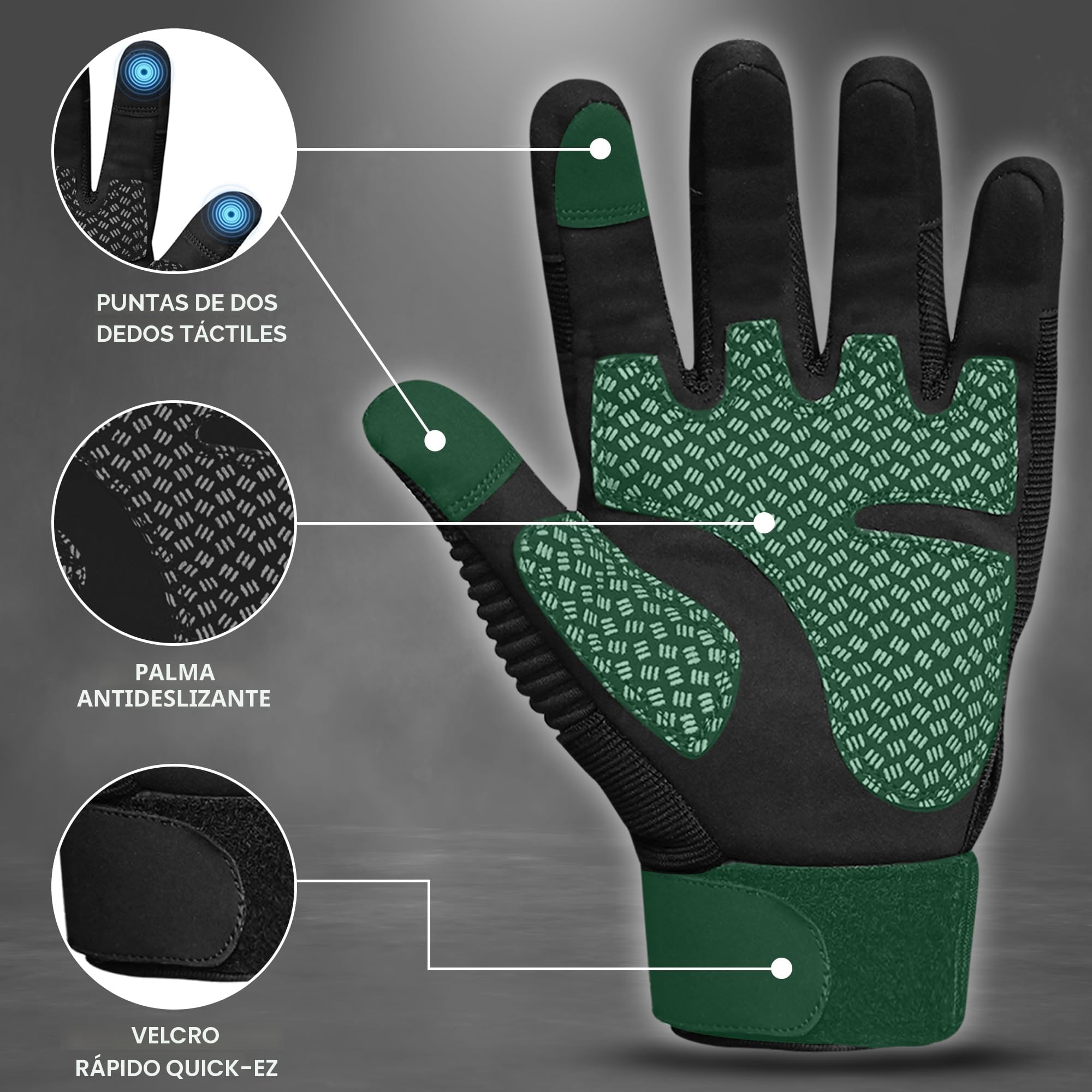 WESTWOOD FOX WFX Guantes de motocicleta táctiles dedo completo para hombres y mujeres