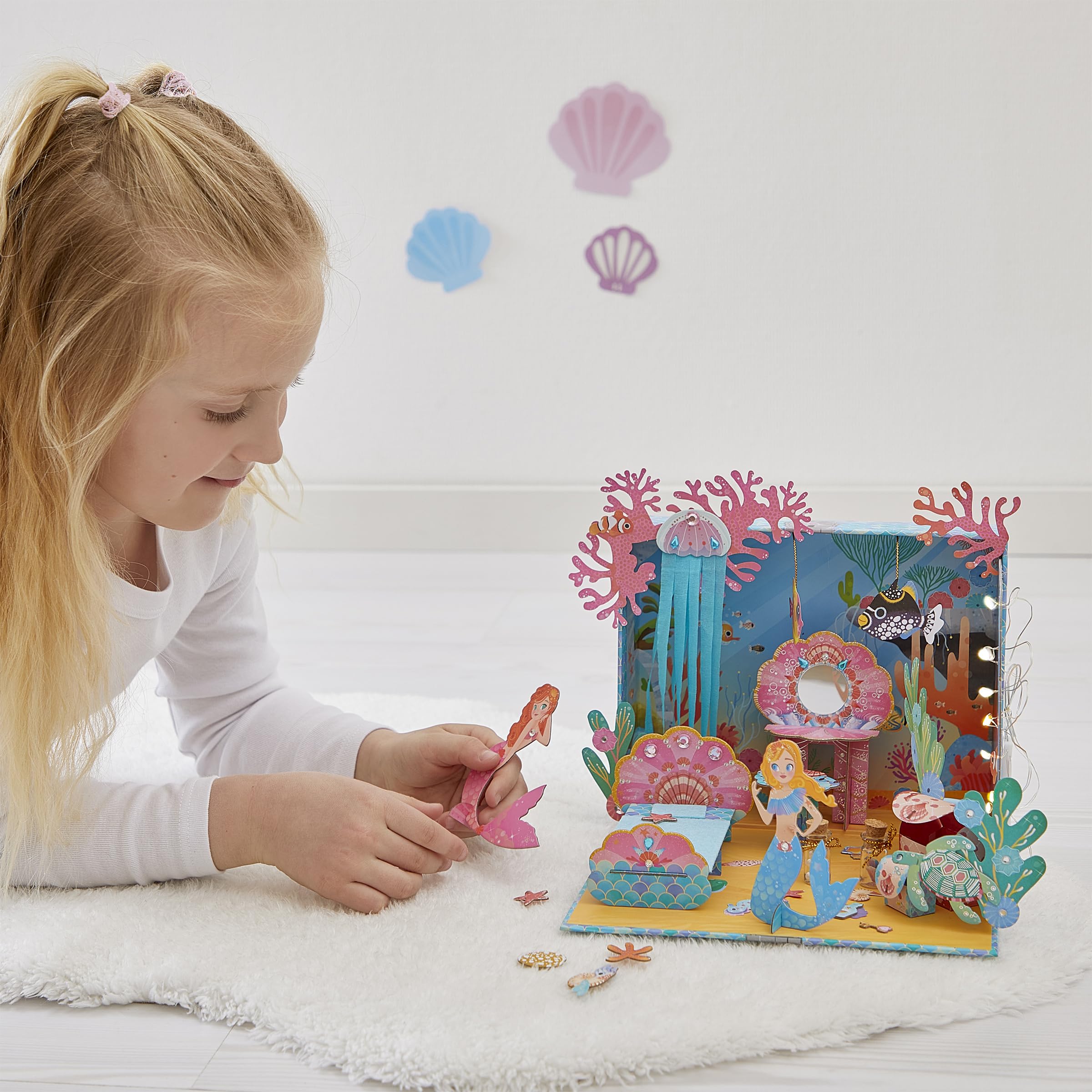 Janod - Magic Ocean - El Cuarto de Las Sirenas - Actividad Manual para Niños - Manualidades Creativas - Decorado para Fabricar - Mundo de la Sirenita - Juego para Niños a Partir de 8 Años - J09139