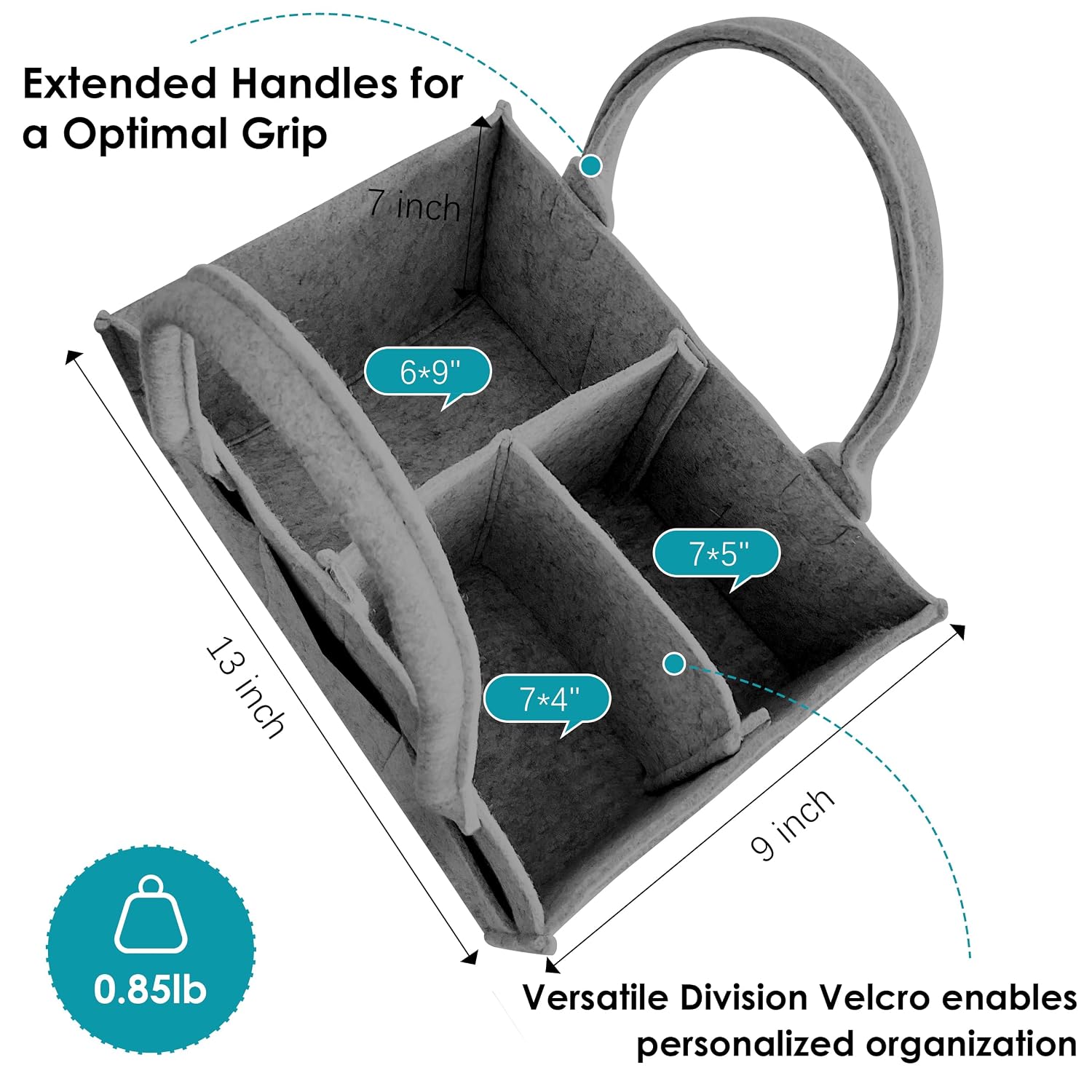 Cute Castle 2 Pack Diaper Caddy Organizer - Portable Baby Caddy Organizer with Handle, Nursery Storage Bin and Car Organizer for Girls, Boys - Baby Gift Basket - Dark Grey - Image 2