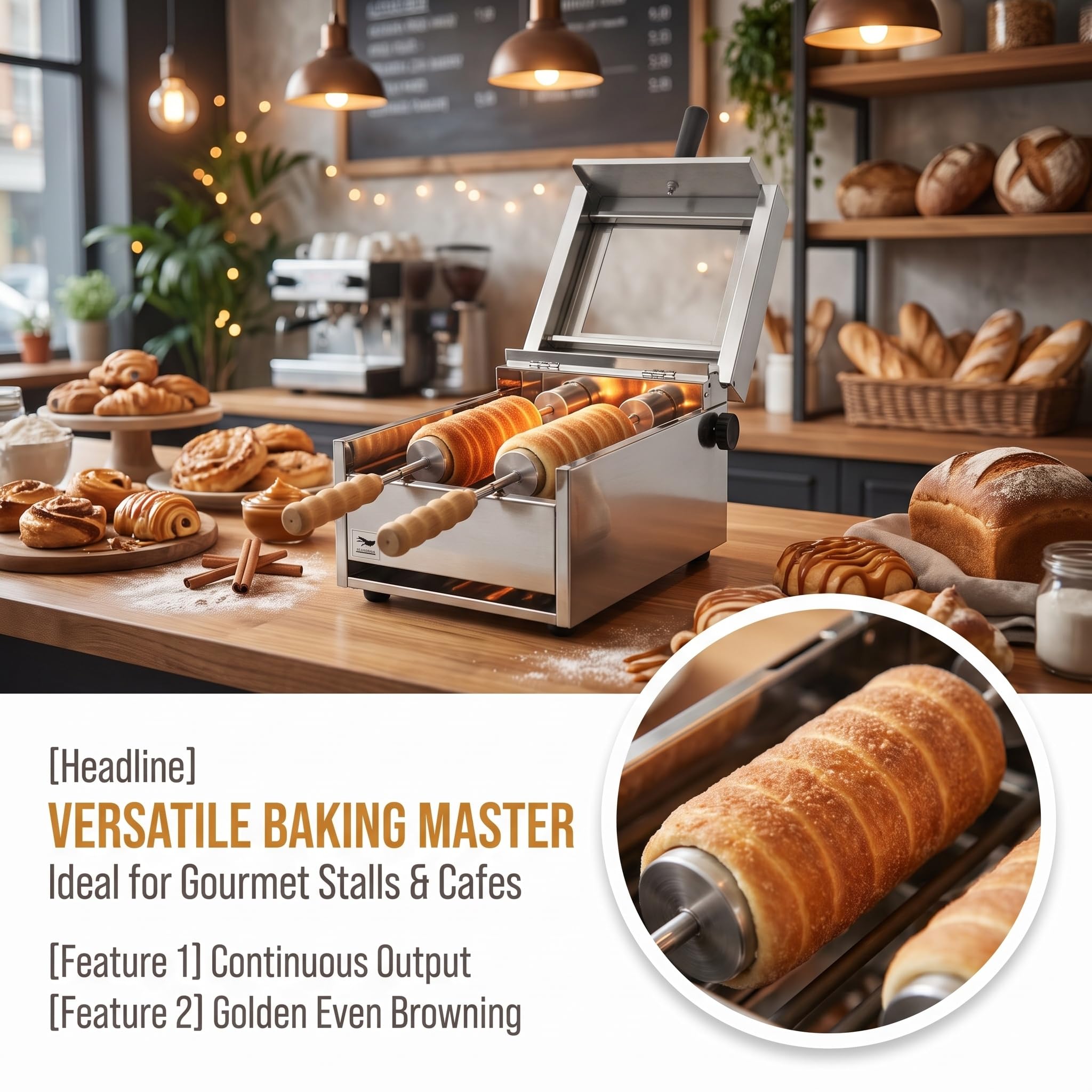 Máquina Eléctrica Para Hacer Pasteles Con Chimenea, Equipo Comercial Eléctrico Para Tostar Masa, Máquina De Sobremesa De Acero Inoxidable Con Doble Rodillo Giratorio Para La Preparación De