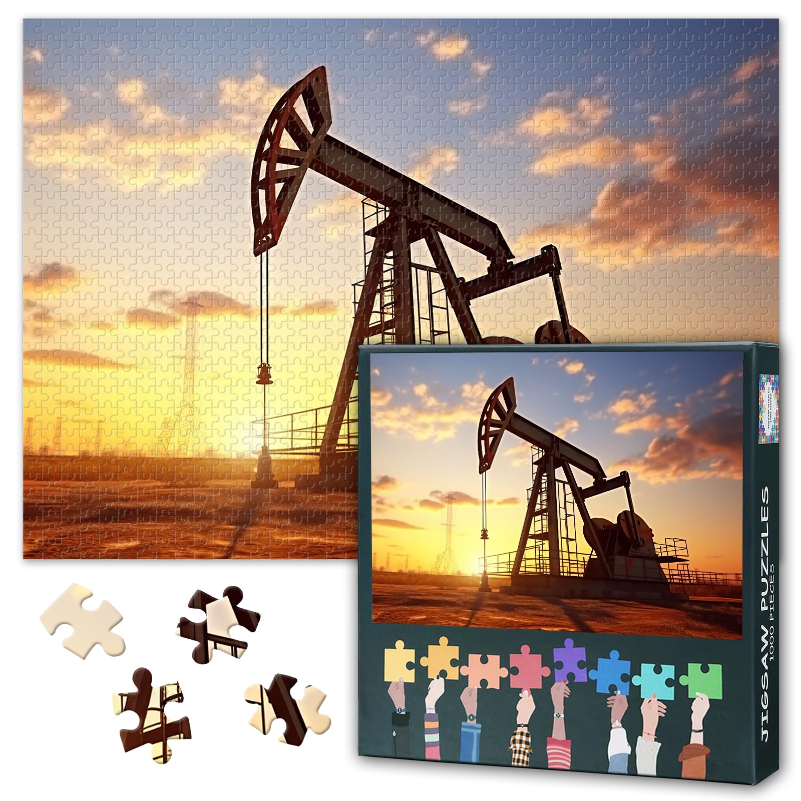 Jigsaw Puzzle 1000 Pieces for Adults Petroleum Gas Production Plant Energy Industrial Machinery Complex Refinery Equipment Wall Art 27.5x19.7 Inch