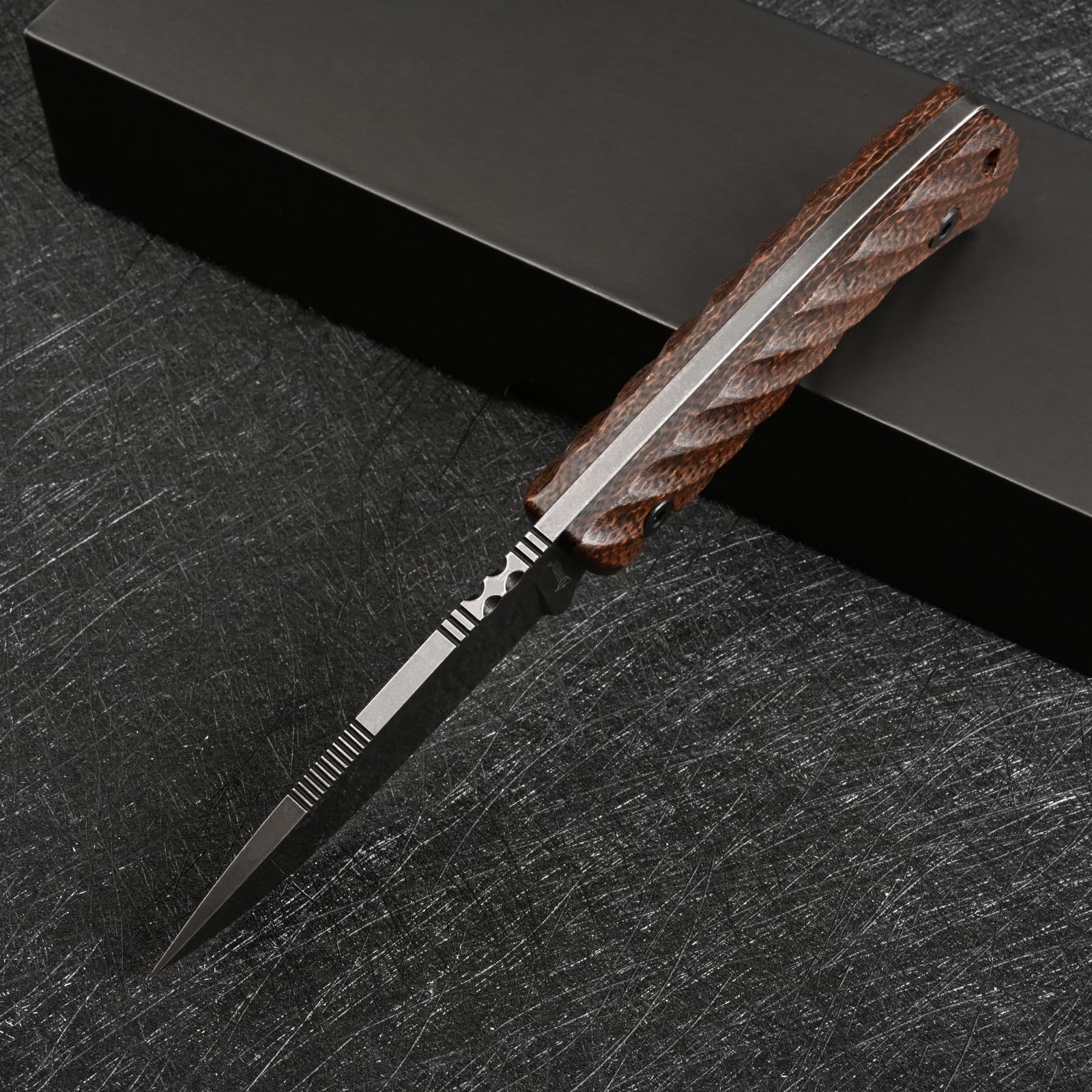 DC53 Stahl messer Feststehende Klinge Micarta Griff mit Kydex Scheide für Männer Outdoor Camping EDC Survival Jagdmesser (Schwarz + rutschfester Micarta Griff)