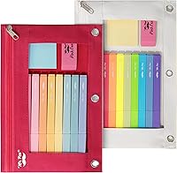 Vista 25 de Mr. Pen Estuche de tela para lápices con 3 agujeros para carpeta, color negro, juego de 2