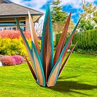 Vista 24 de Escultura rústica de tequila grande, plantas de agave de metal rústico para patio al aire libre, decoración del hogar, estatua de metal pintada a