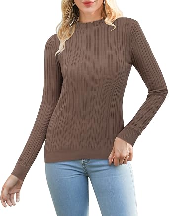 Mock Turtleneck Lightweight Stretchy 