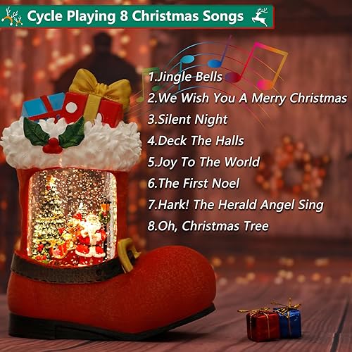 Miniatura 8 de Decoraciones de globos de nieve de otoño, linterna de gnomo con purpurina con temporizador de 6 horas, decoración iluminada alimentada por