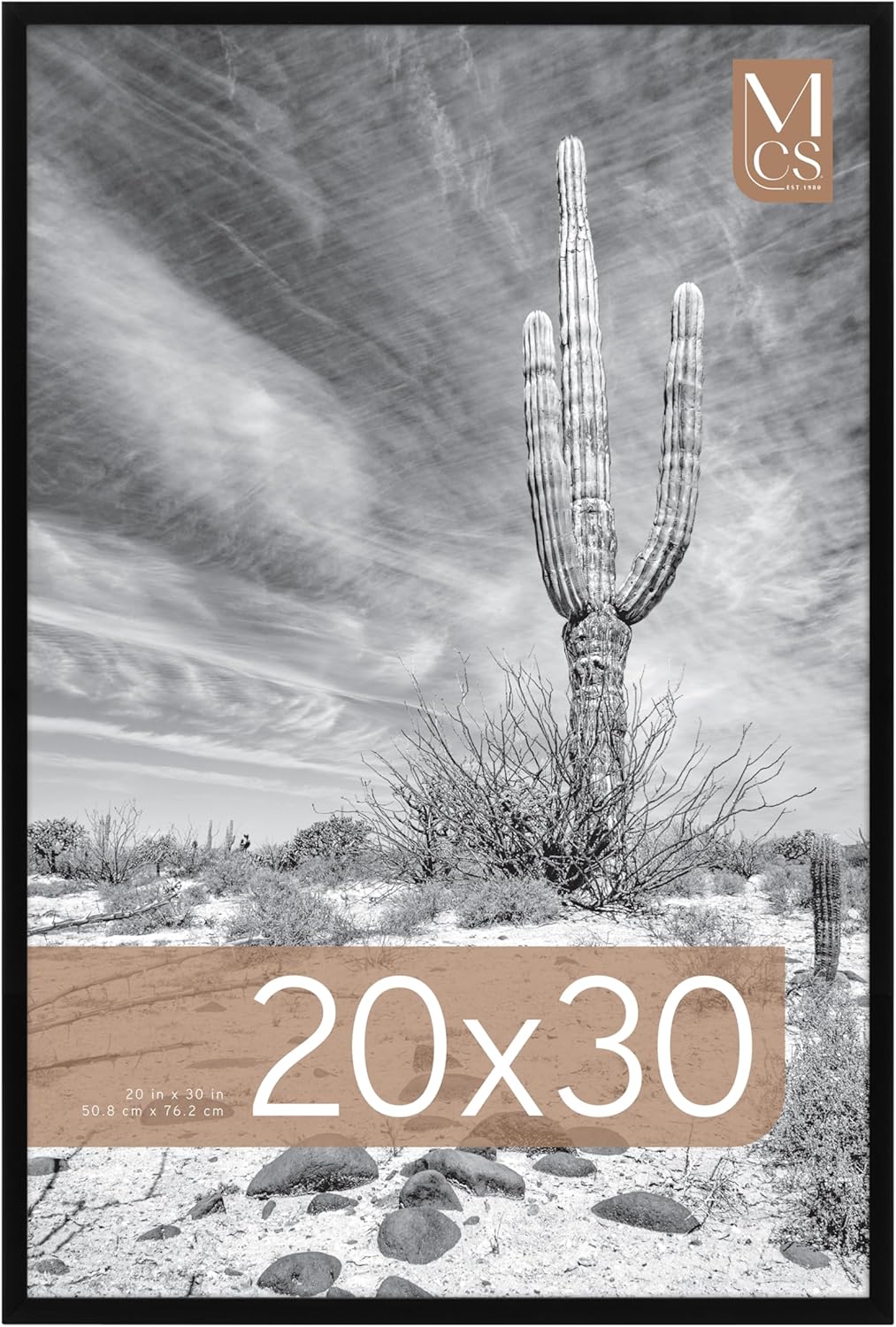 MCS Everline Collection 20x30 Poster Frame Black, Vertical & Horizontal Wall Hanging Large Picture Frame for Photos, Posters & Art Prints (1-Pack) 20x30 Non-Matted