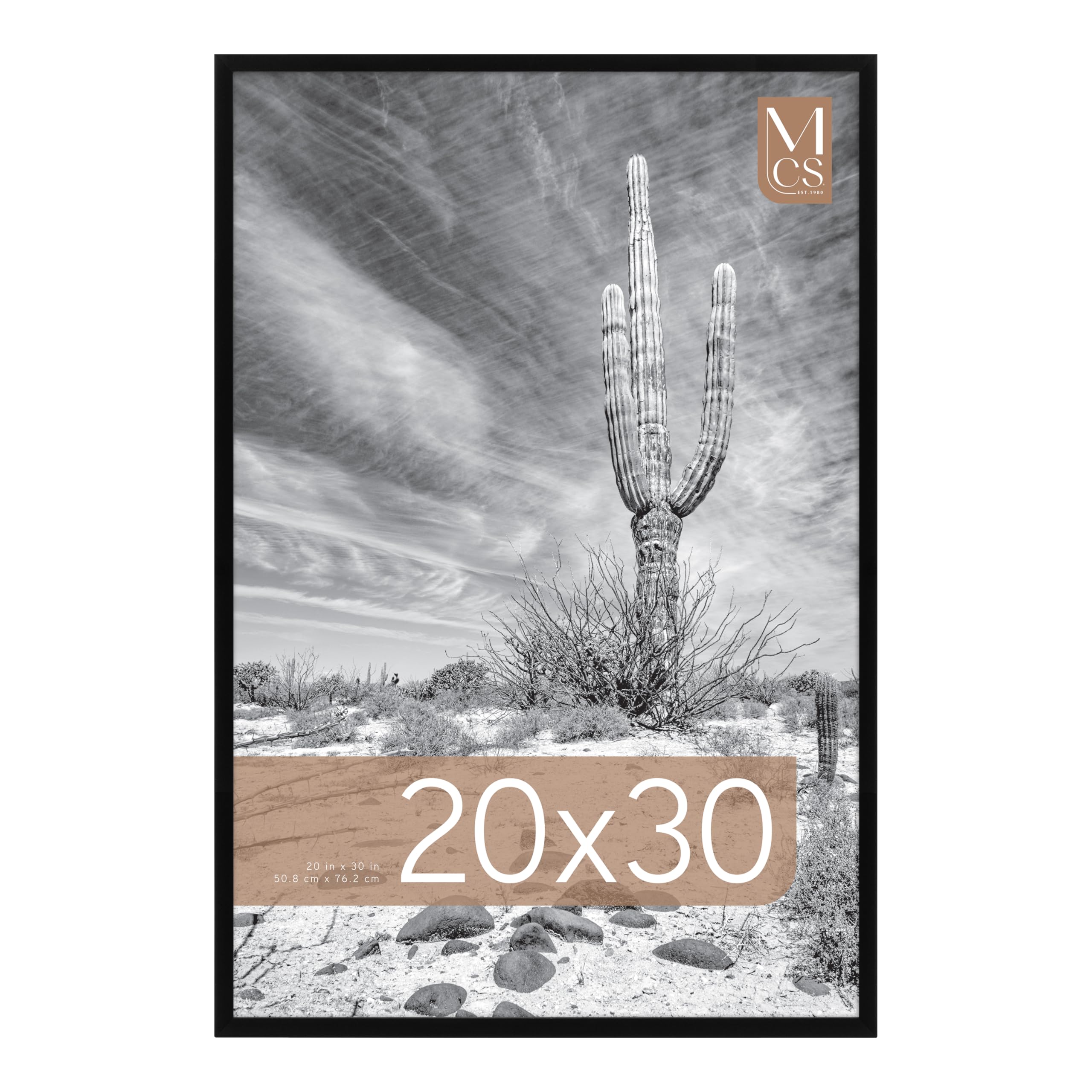 MCS Everline Collection 20x30 Poster Frame Black, Vertical & Horizontal Wall Hanging Large Picture Frame for Photos, Posters & Art Prints (1-Pack)
