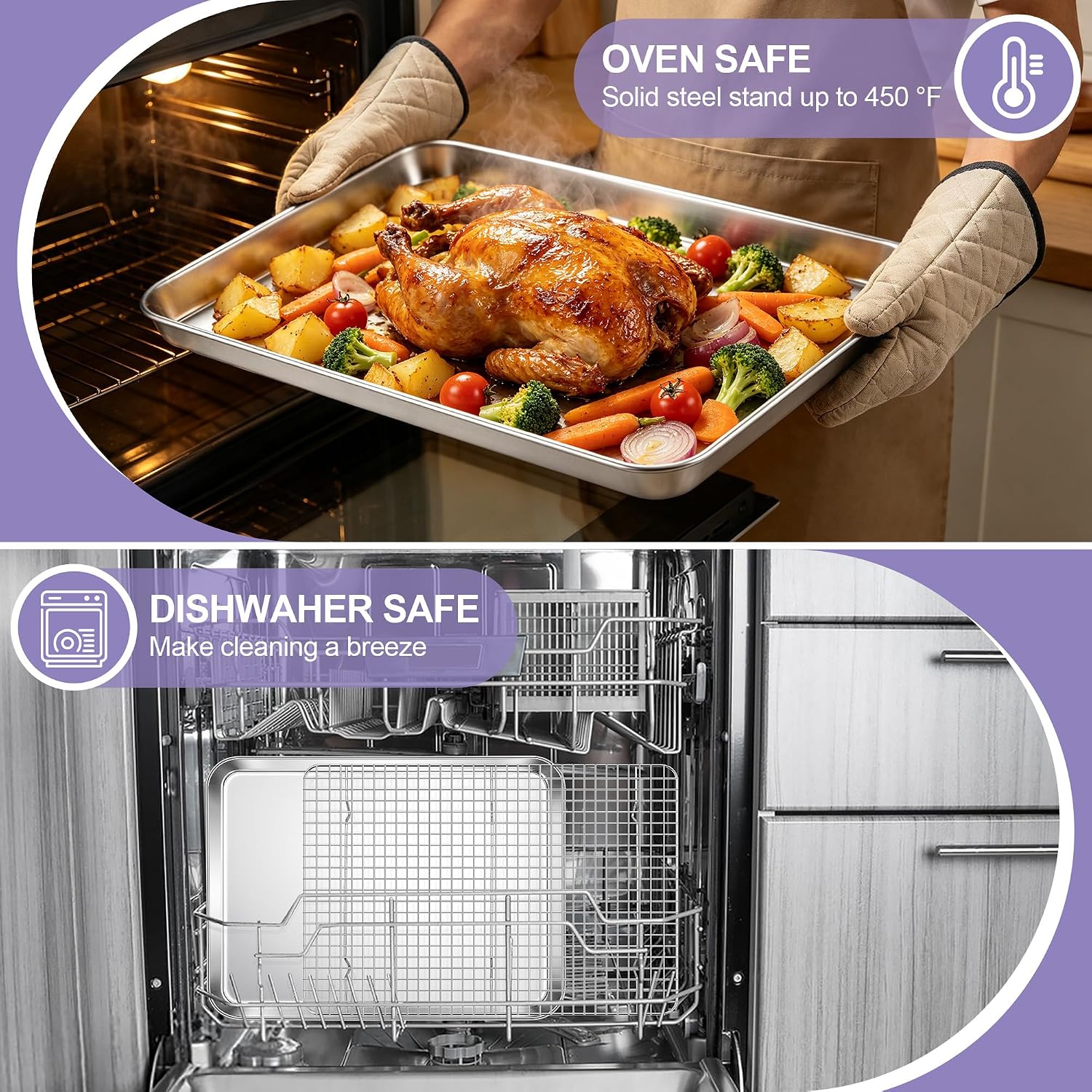 E-far Large Baking Sheet with Wire Rack, 20" x 14" (1 Pan +1 Cooling Rack)