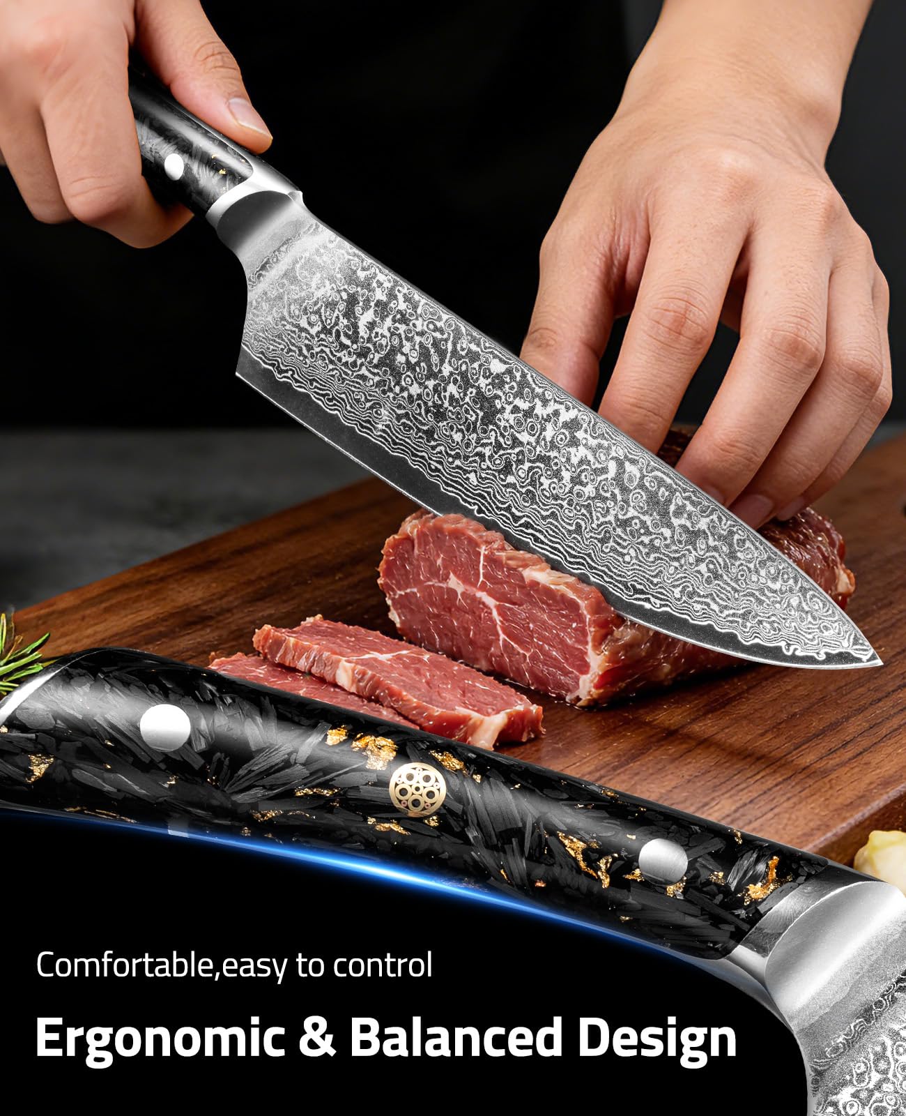 CVLIFE Chef Knife, 8" Damascus Steel Knife with High Carbon 10Cr15Mov Core — Amazon image 2