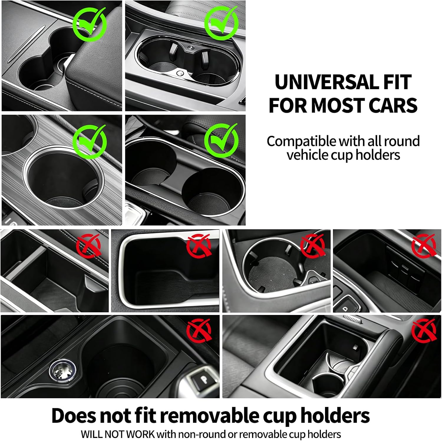 Round Car Desk Laptop Table, 360° Rotating Cup Holder Tray ABS Car Table Tray for Working & Eating, Car Accessories for Tesla Model Y/3/S, for Ford Explorer Maverick & Most Vehicles (Black)