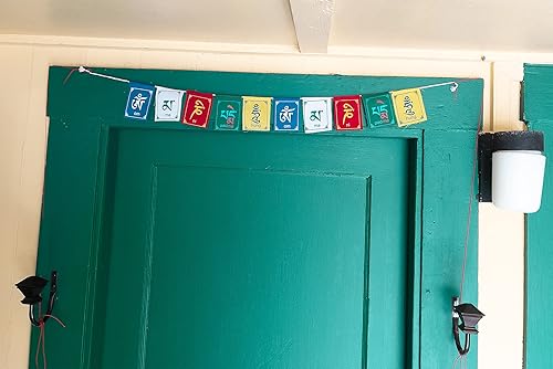 Miniatura 2 de Buda de la compasión banderas tibetanas de oración Om Mani Padme Hum Juego de 10 cinco colores tradicionales tibetanos que son amarillo, verde,