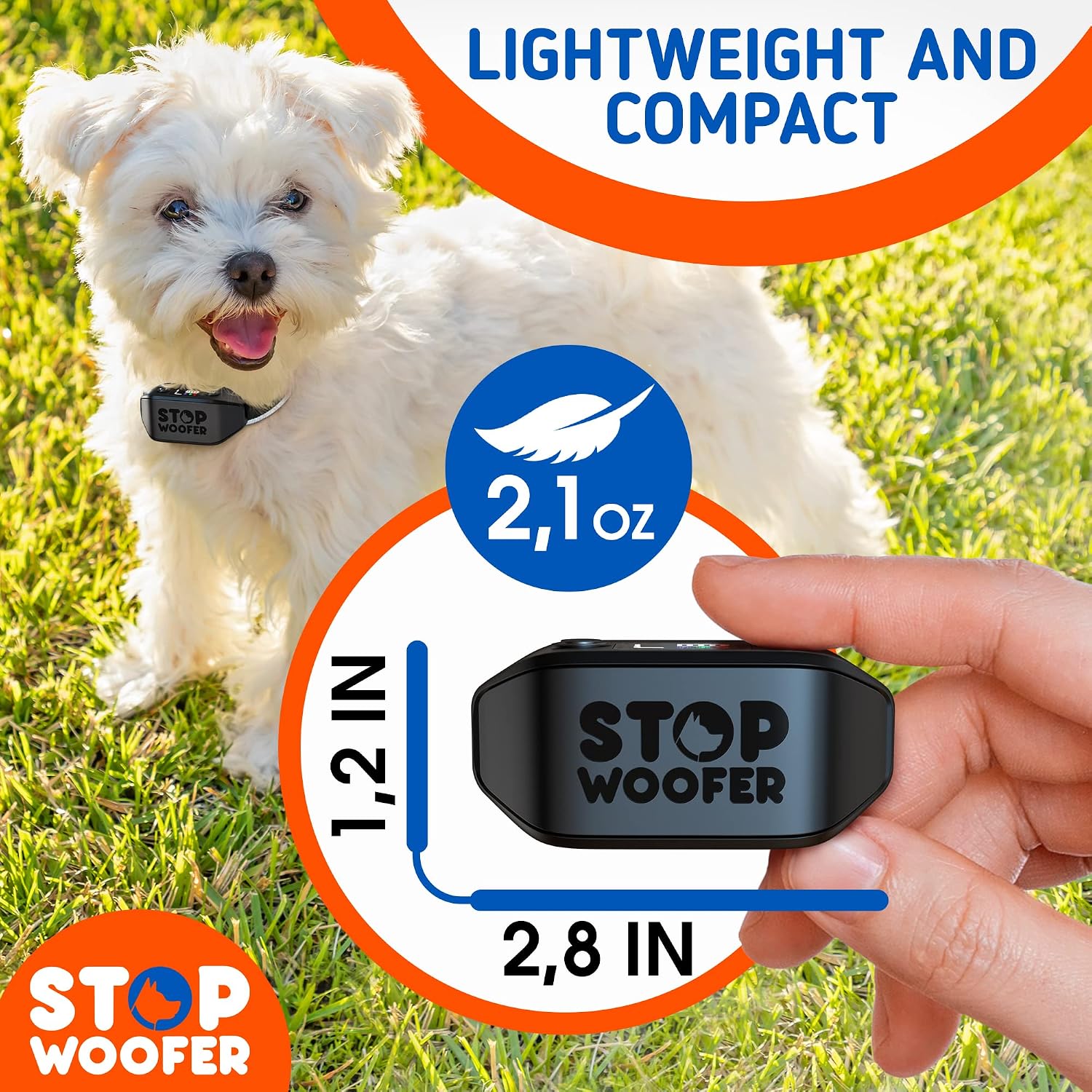 STOPWOOFER Dog Barking Control Devices-Anti Barking Device for S/M/L Dogs-4 Training & Deterrent Modes-Rechargeable Ultrasonic Dog Whistle to Stop Barking up to 16,4 FT-Safe for Human & Dogs (Yellow))