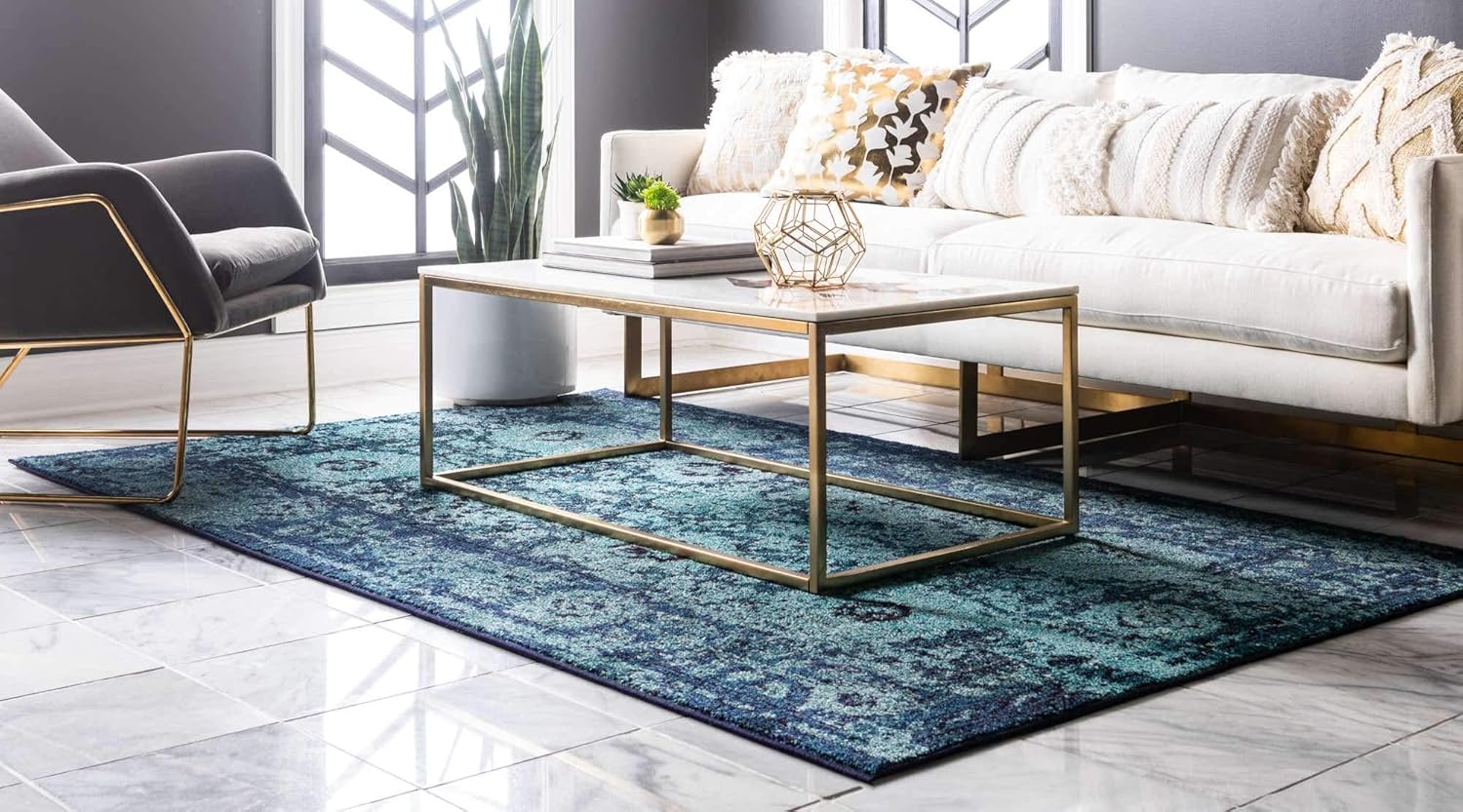 Unique Loom Medici Collection Vintage Botanical Traditional Blue Area Rug (7' 0 x 10' 0)