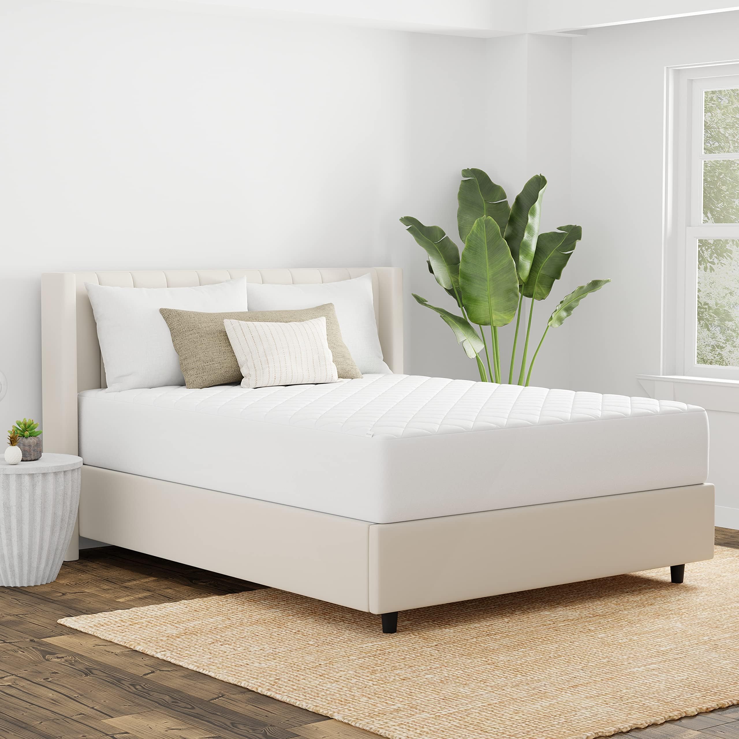 AllerEase Cotton Fresh Allergy Protection Odor Neutralizing Fitted Mattress Pad- Full- White