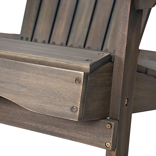Miniatura 5 de Acacia Wood Folding Adirondack Chair Outdoor Patio Furniture Traditional Slatted Design Natural Finish Weather-Resistant Hardwood Compact Foldable