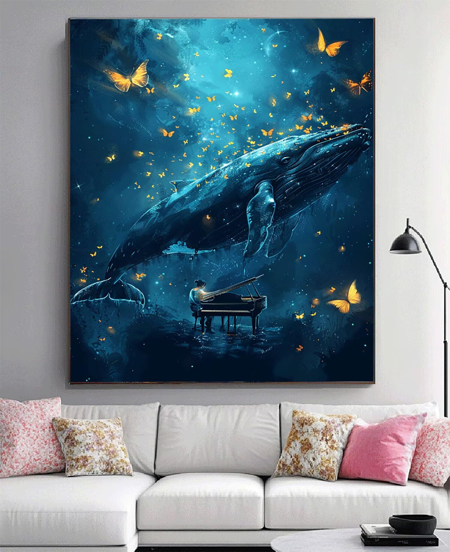Motyl malowanie diamentami, 5D duży diamentowy obraz wieloryb zestawy do malowania diamentowego diamentowa mozaika haft krzyżykowy rzemiosło hobby kreatywne dorosłe dekoracje do domu 60 x 90 cm 0Y-246