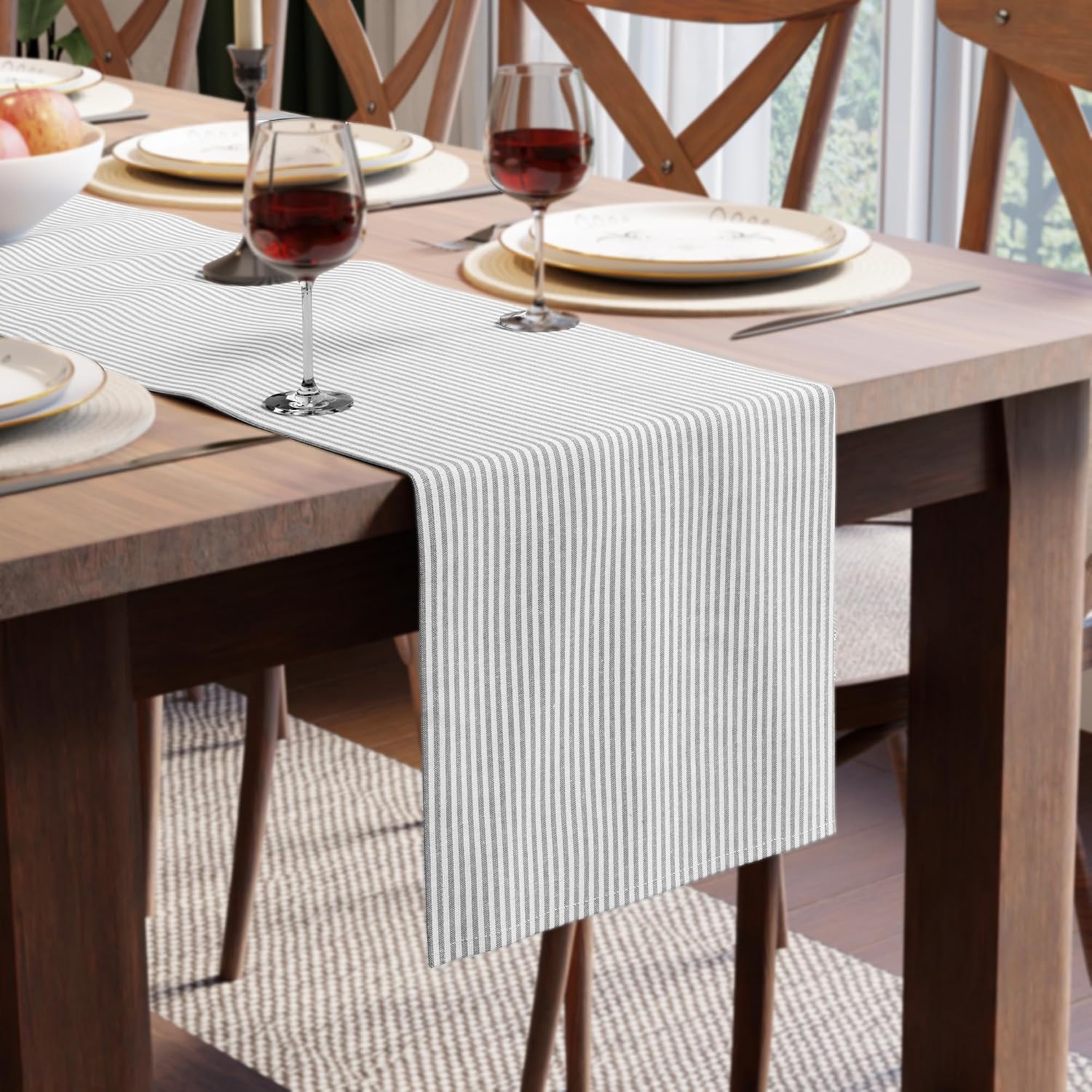 Encasa Cotton Canvas Table Runner - 32x183 Cm, Scotch Blue, Machine Washable
