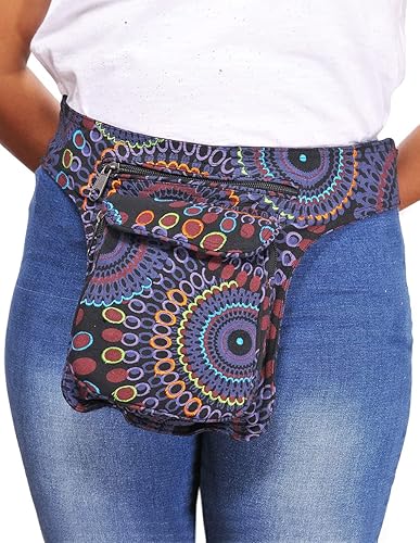 Miniatura 2 de Riñonera Cruzada de The Collection Royal para Mujer Bolso de Cinturón de Algodón Canvas Boho Hippie Festival Colorido para Mujer, Talla única