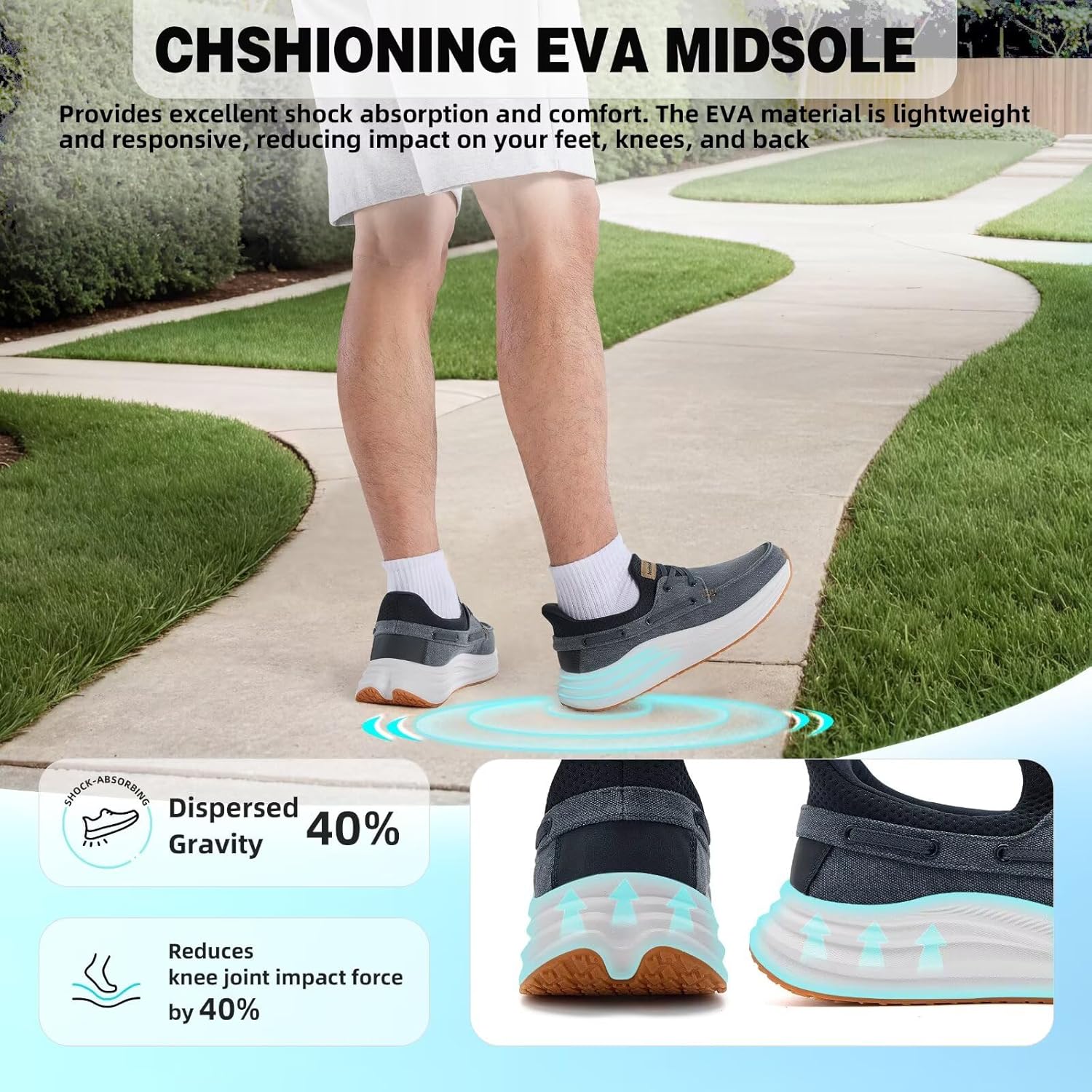 Men's Orthopedic Slip On Walking Shoes: Comfortable Plantar Fasciitis Arch Support Orthotic Loafers, Flat Feet Casual Vintage Flat Canvas Shoes for Foot and Heel Pain Relief - Image 6