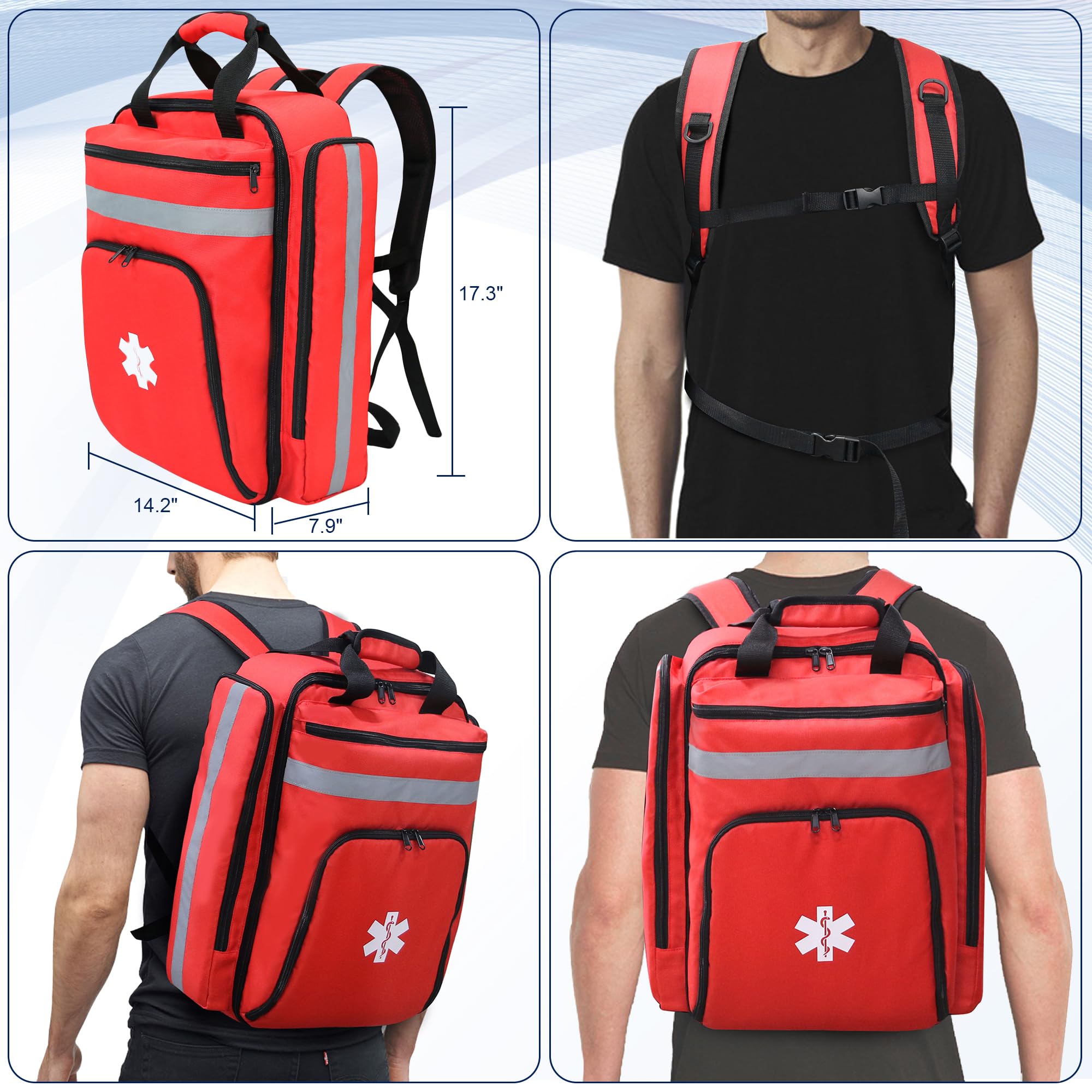 Mochila médica de primeros auxilios, kit de primeros auxilios de viaje vacío, bolsa de primeros auxilios EMT vacía, bolsa médica de emergencia, bolsa de trauma para camping, senderismo, al aire