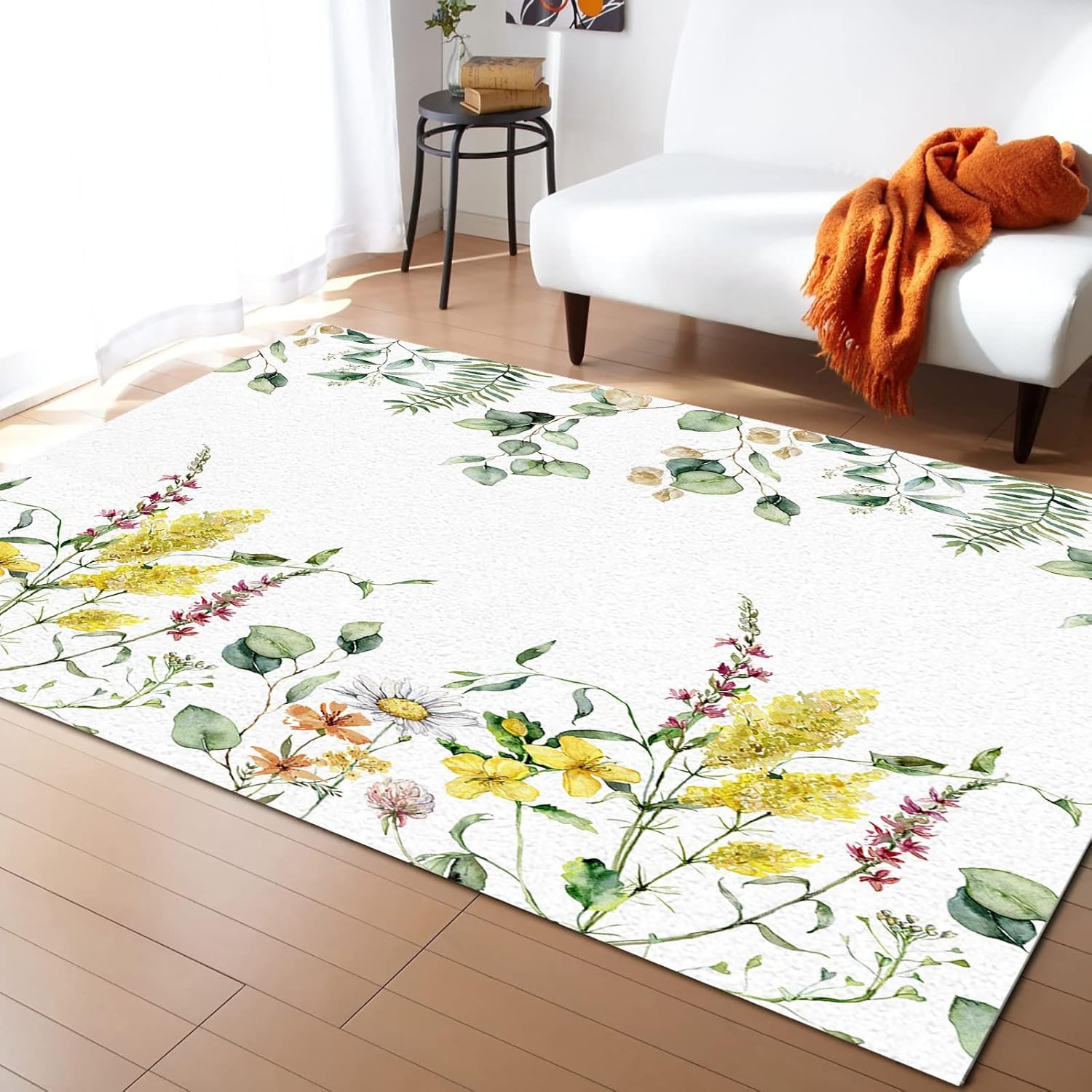 Plant Leaves Area Rug 5'x8',Outdoor Indoor Extra Large