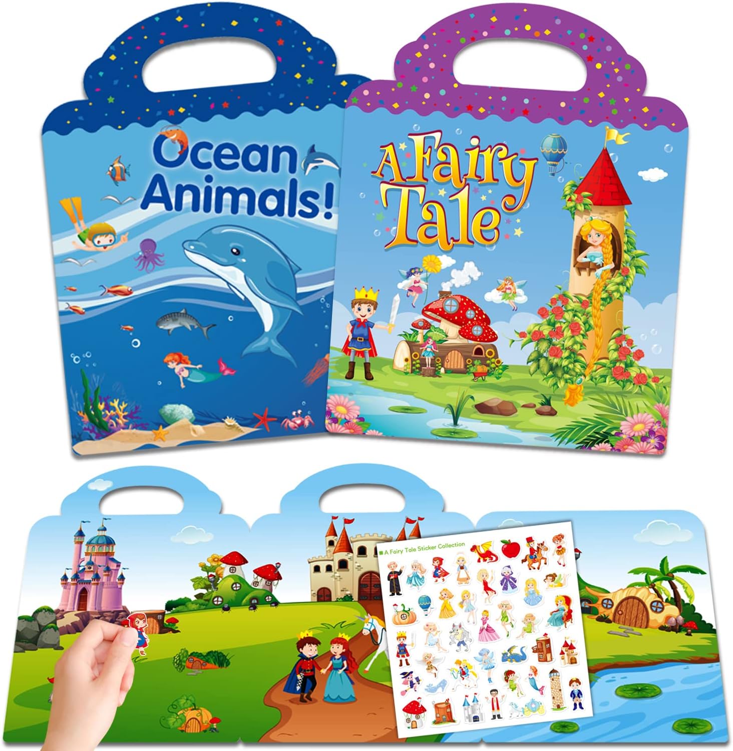 Reusable Sticker Books for Toddlers, 2 Pack Sticker Book for Age 2 3 4